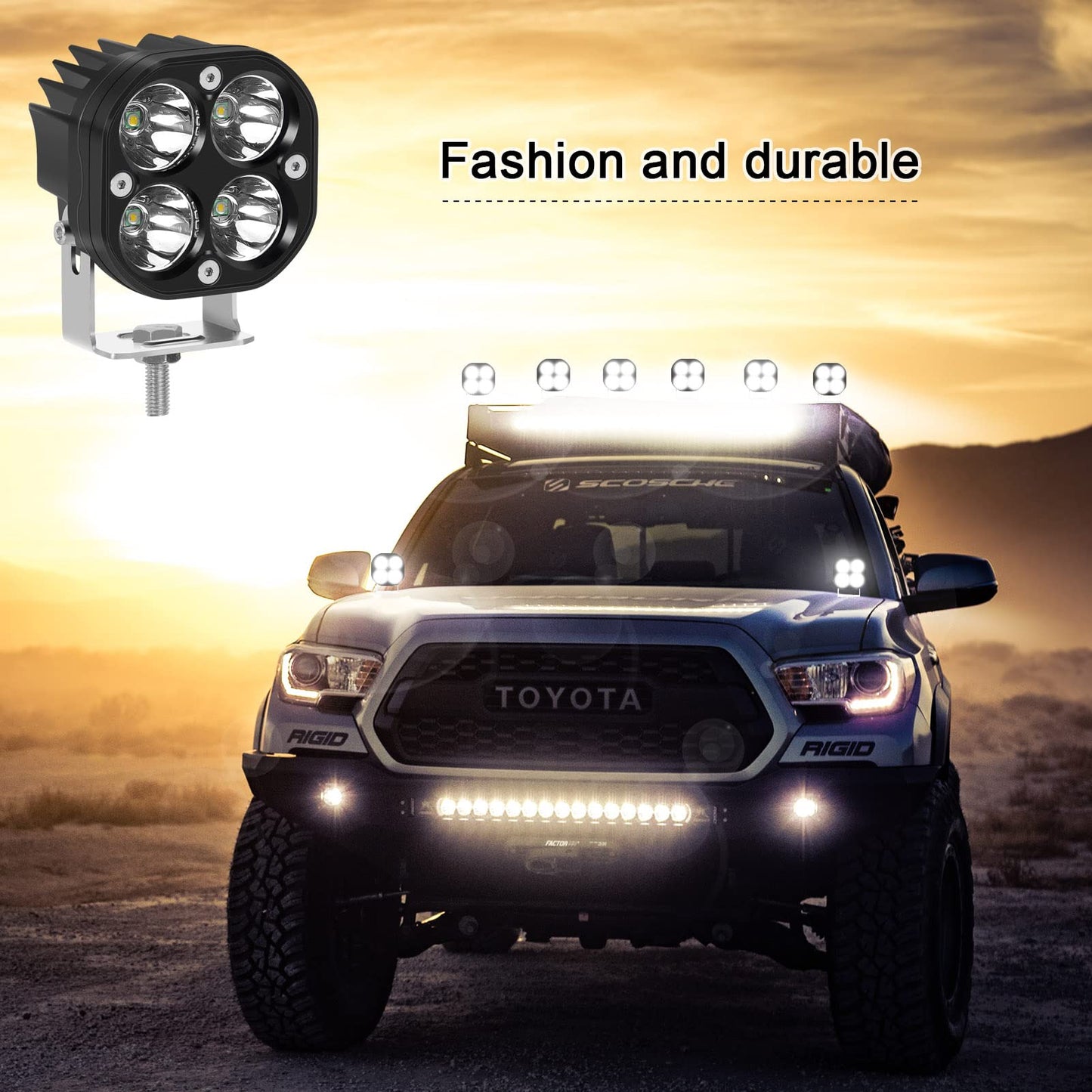 Kawell 40W LED Fog Light Pods 6500K Spotlight LED Driving Light IP67 Waterproof LED Work Light Pods for Motorcycle Off road ATV UTV 4X4 SUV Truck Tractor Boat