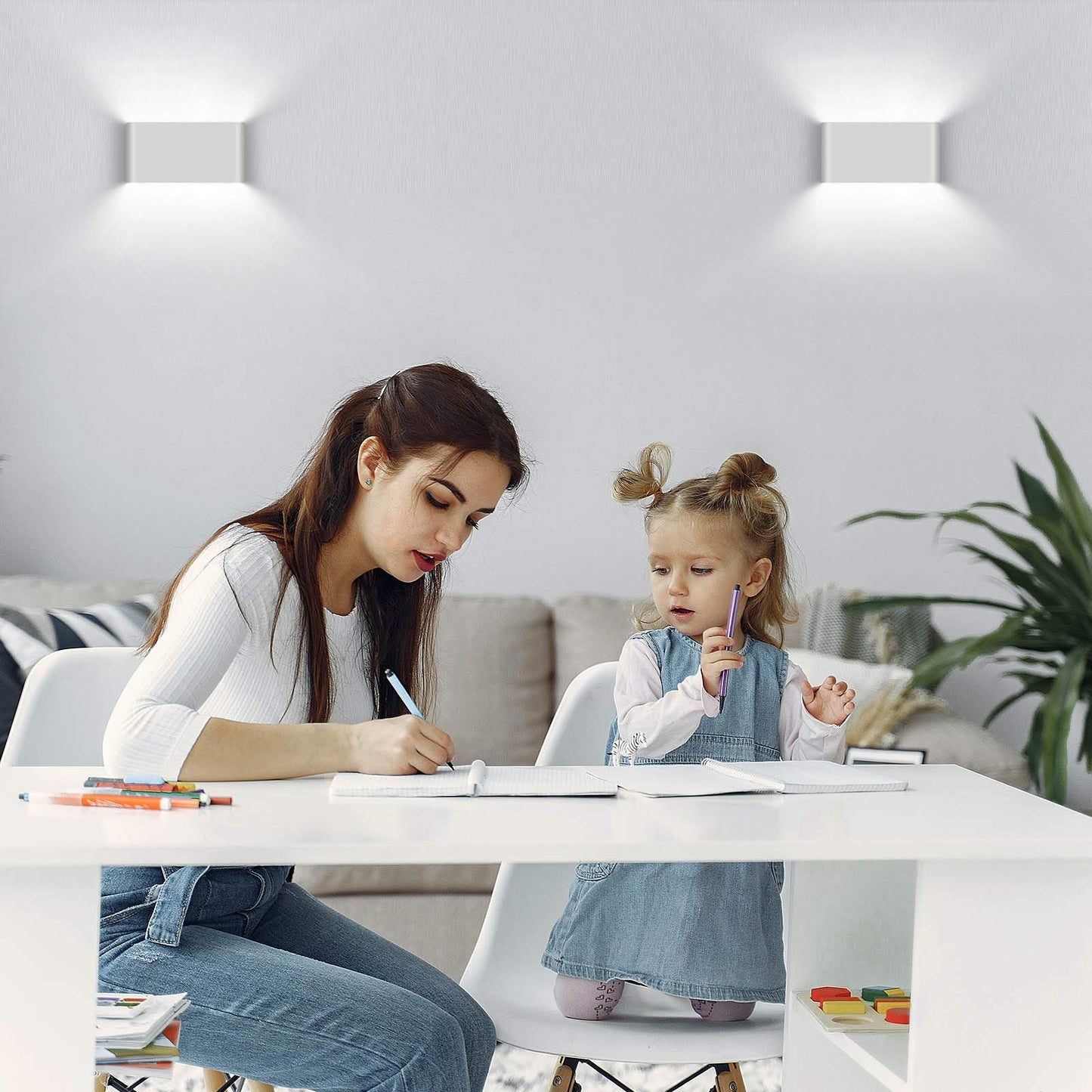 Kawell 12W Waterproof Modern Wall Sconce LED Wall Light Up Down Aluminum Wall Lamp LED Indoor Outdoor for Bathroom Living Room Bedroom Hallway Lounge Porch Corridor, White 6000K