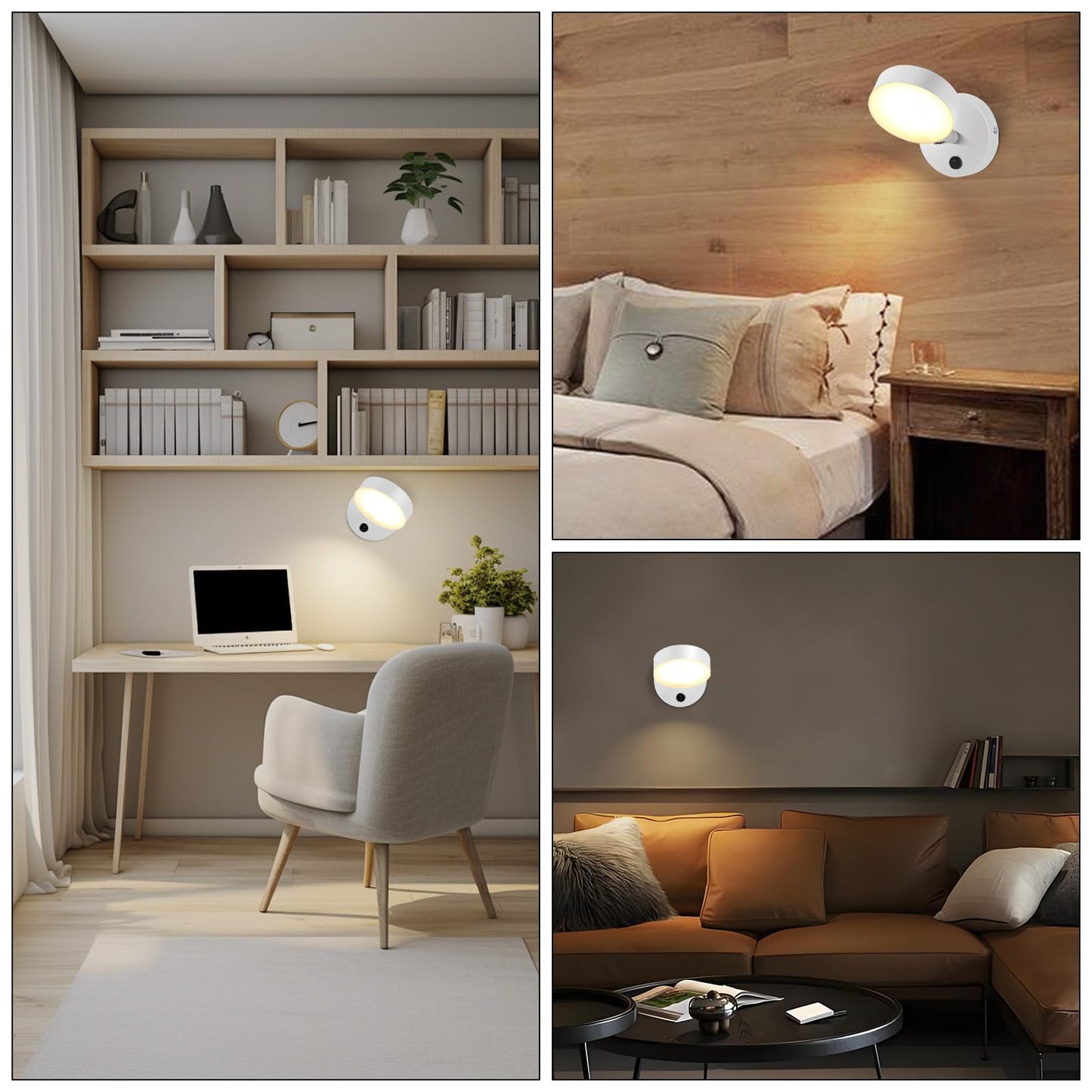 Kawell Modern LED Wall Light Sconce Indoor Rotatable Wall Light with Switch Nordic Style Wall Lamp Hardwired for Bedside, Study, Child Room, White