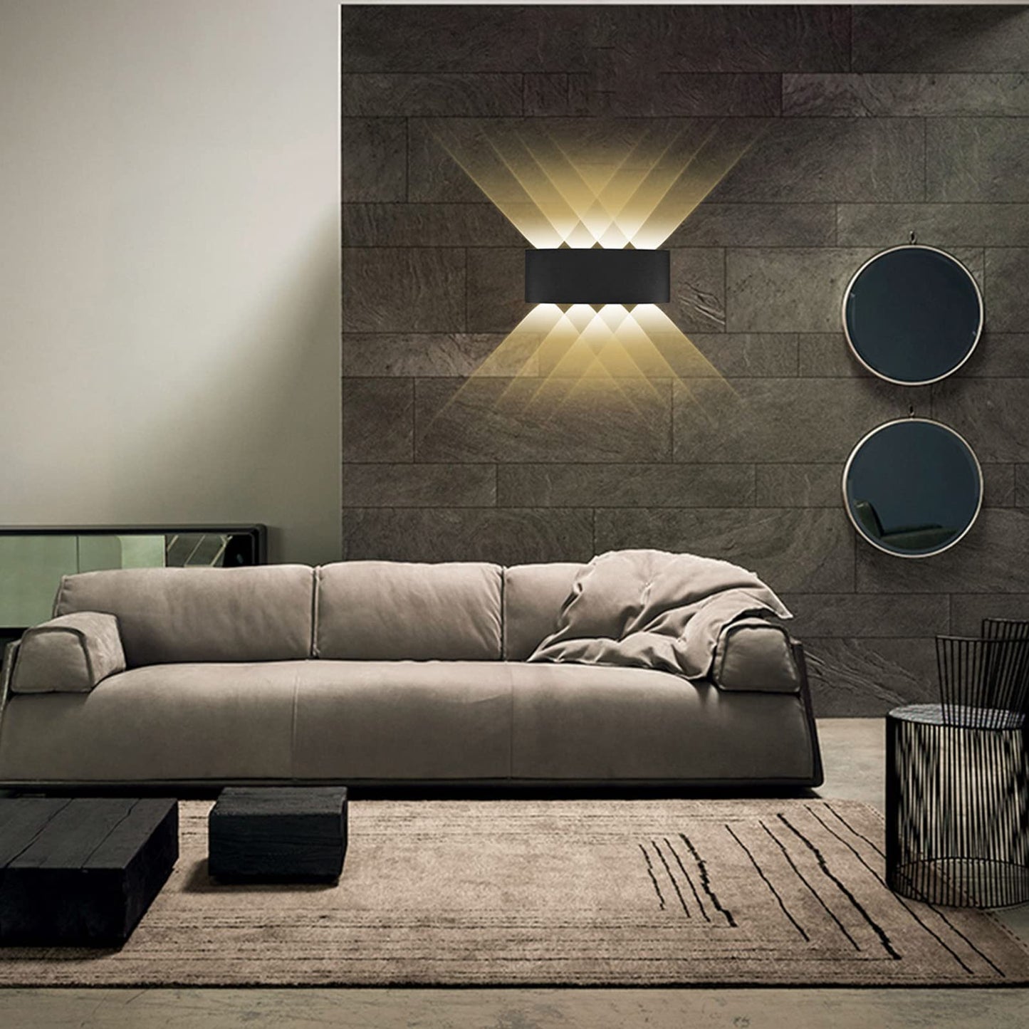 Kawell 8W Waterproof Modern Wall Light LED Wall Lamp Aluminum LED Wall Sconce Up Down Indoor Outdoor for Bathroom Bedroom Hallway Porch Corridor Hotel Doorway Garden Pathway, Black 3000K