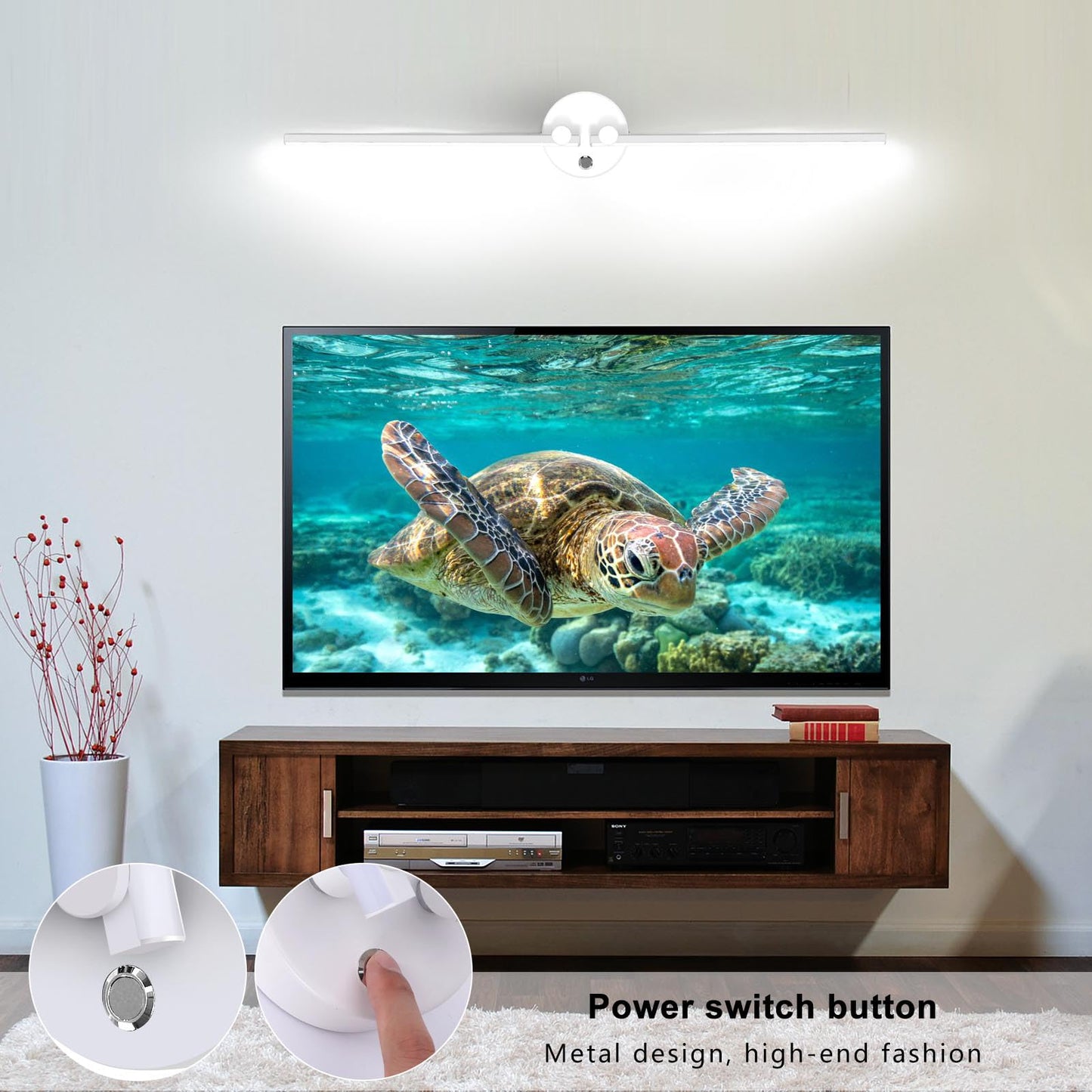 Kawell 12W Modern LED Wall Light with Switch Indoor LED Wall Sconce Hardwired LED Wall Lamp Bar with 300° Rotatable Lamp Arms for Living Room Background Wall Bedroom Hallway Aisle, White 6000K