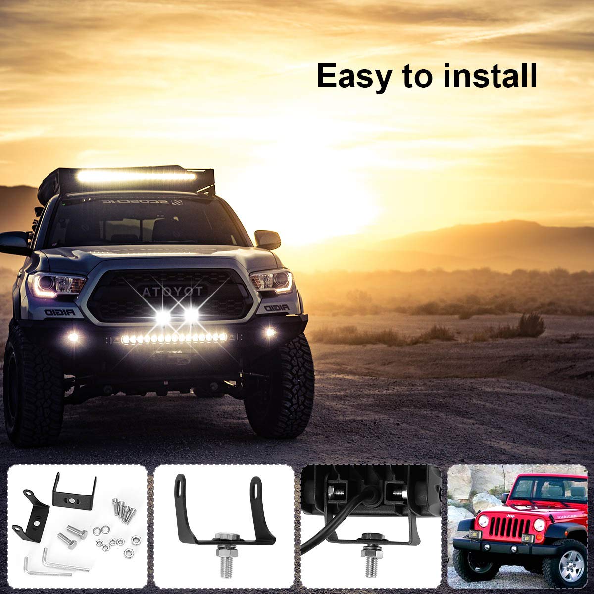 Kawell 2pcs 48W LED Driving Light Pods Add-On Fog Light LED Floodlight Spotlight LED Work Light Pods for Off Road Trucks Tractor Boat ATV UTV 4X4 SUV