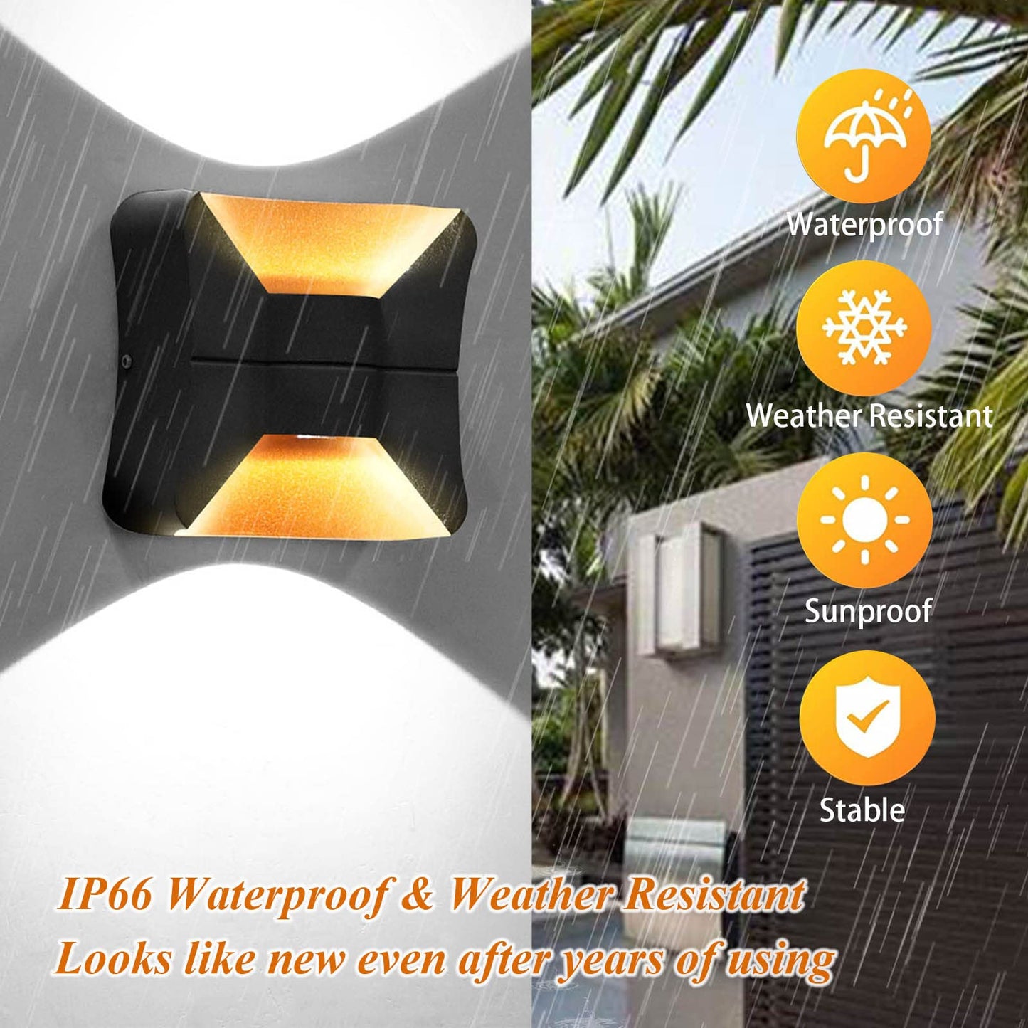 Kawell Creative 10W Modern LED Wall Sconces Up Down Waterproof IP65 LED Wall Light Art Decor LED Wall Lamp Indoor Outdoor for Bedroom Bathroom Living Room Corridor Stairs Porch, Cold 6000K