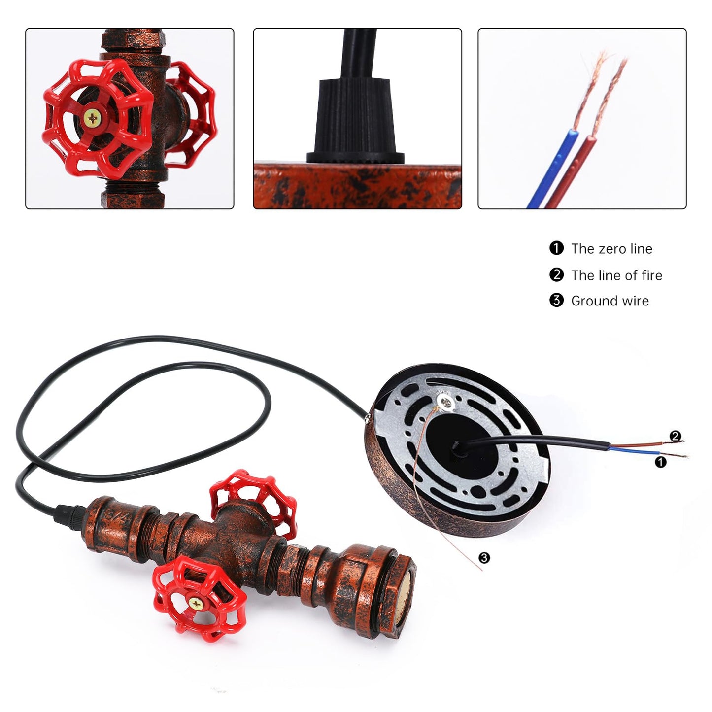 Kawell Vintage Pendant Light Fixtures Industrial Retro Ceiling Chandelier Creative Water Pipe Hanging Light Fixtures Art Deco Iron E26 60W Max for Bedroom Cafe Bar Restaurant Kitchen, Rust Color