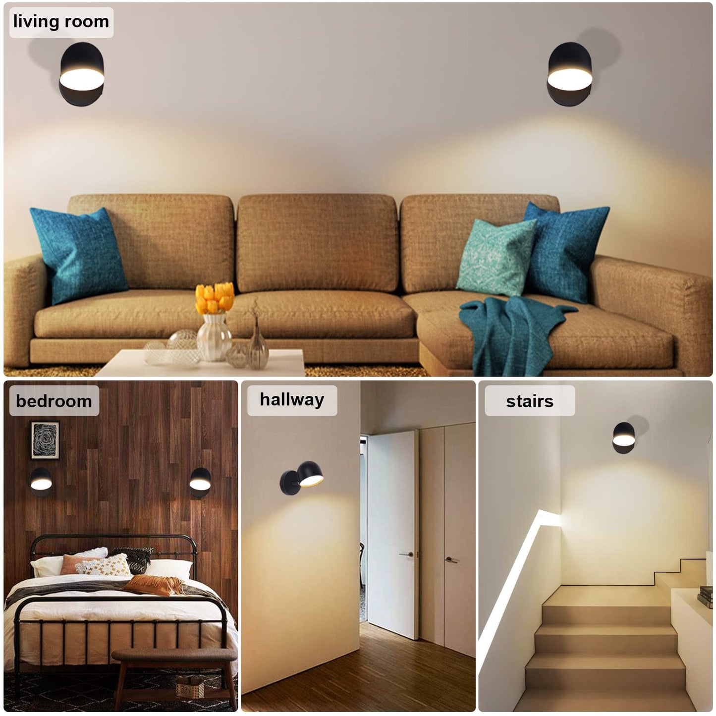 Kawell Touch Sensitive LED Wall Sconces Stepless Dimming LED Wall Light 350°Rotate LED Wall Lamp Modern Reading LED Wall Light Sconce Indoor for Bedroom Living Room Beside Stairs, Warm White