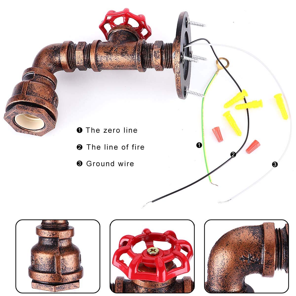 Kawell Vintage Wall Light Fixtures Industrial Retro Wall Sconce Light Creative Water Pipe Wall Lamp Iron Art E26 60W Max for Bedroom Kitchen Restaurant Loft Cafe Bar Hallway