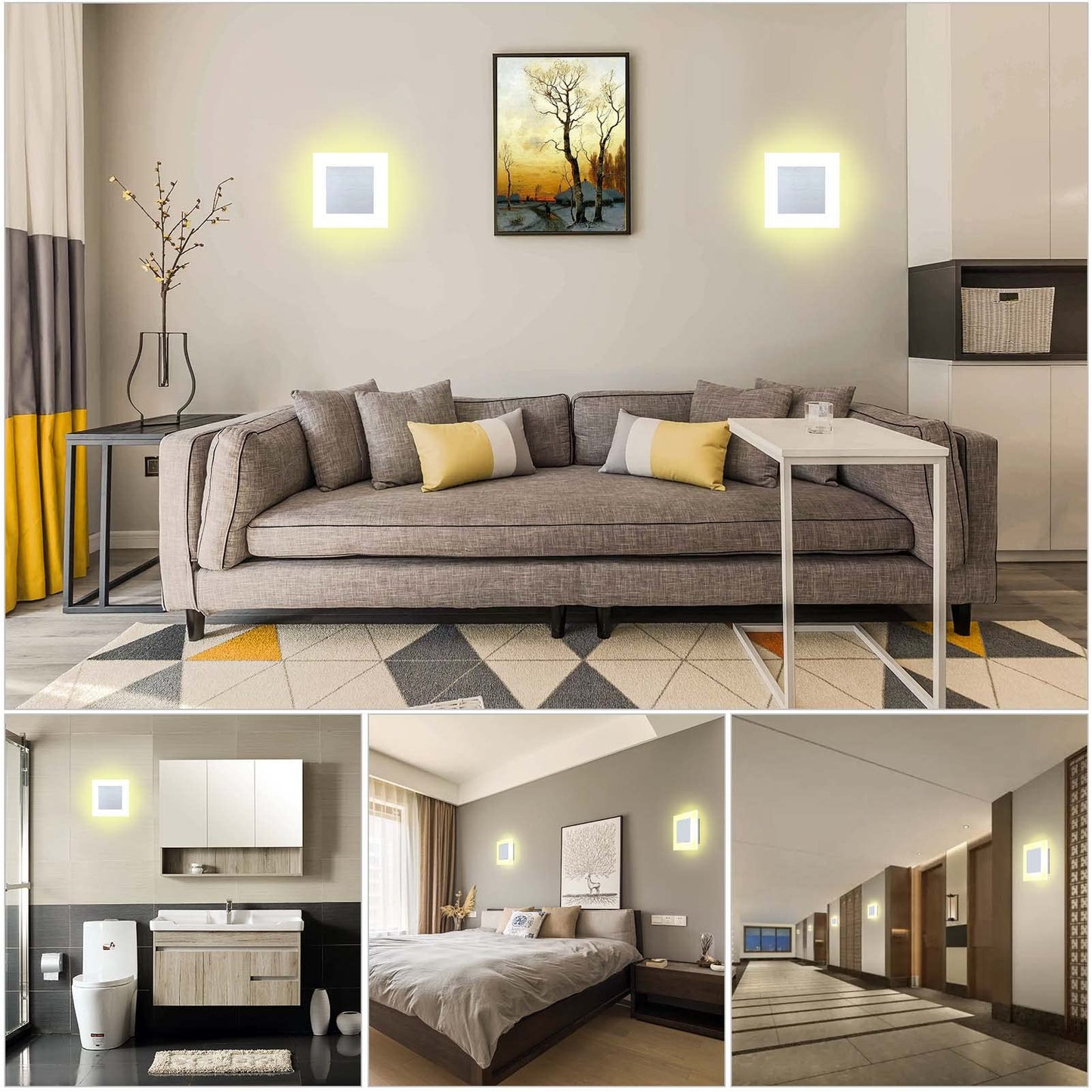 Kawell Modern 10W LED Wall Sconces Indoor LED Wall Light Square Acrylic LED Wall Lamp Minimalists LED Wall Light Sconce for Bedroom Living Room Stairwell Hallway Lounge, Natural White
