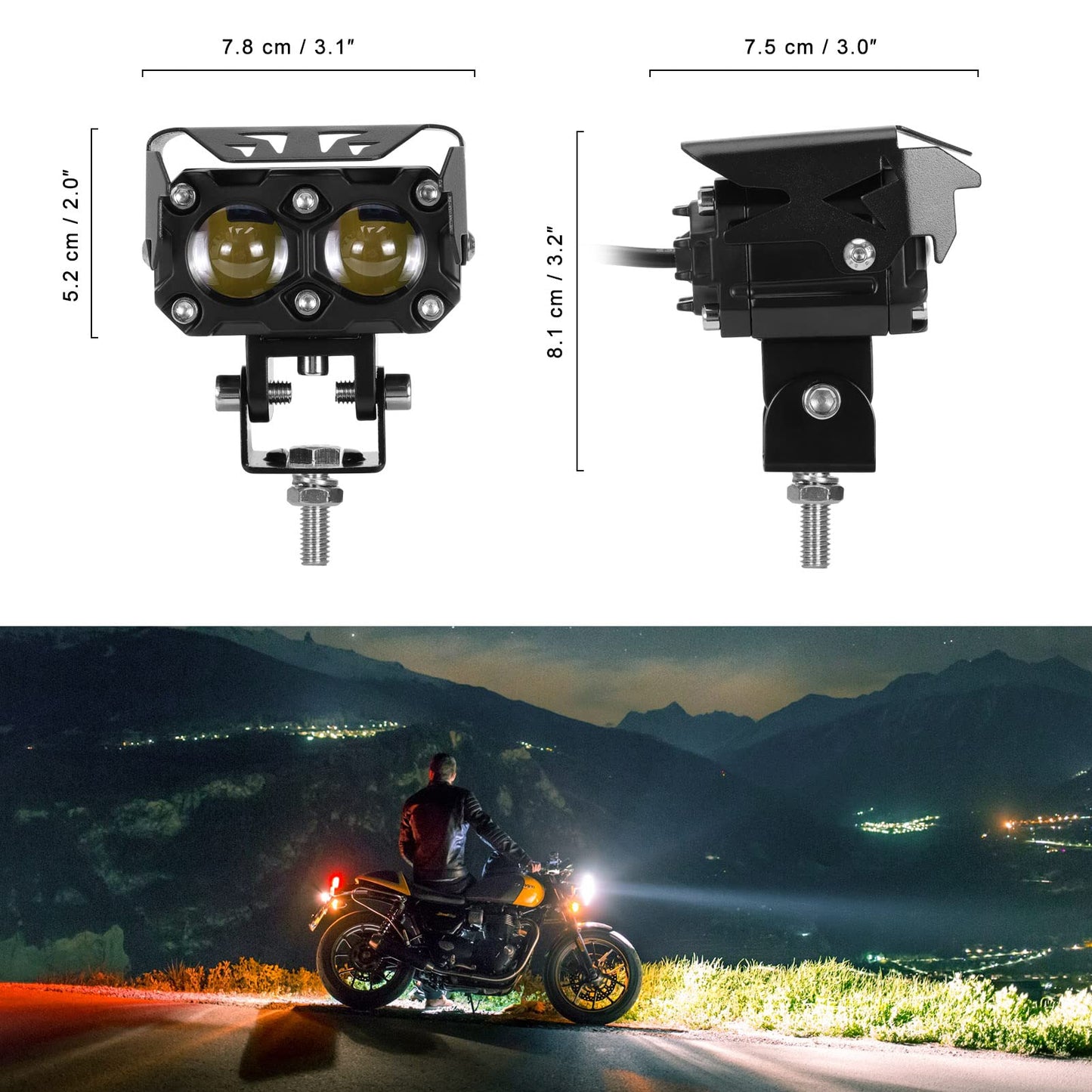 Kawell 40W LED Driving Light Auxiliary Fog Light LED Spotlight LED Light Pods IP68 Waterproof Double Color LED Work Light for Motorcycle Off Road ATV UTV 4X4 SUV Truck Tractor Boat