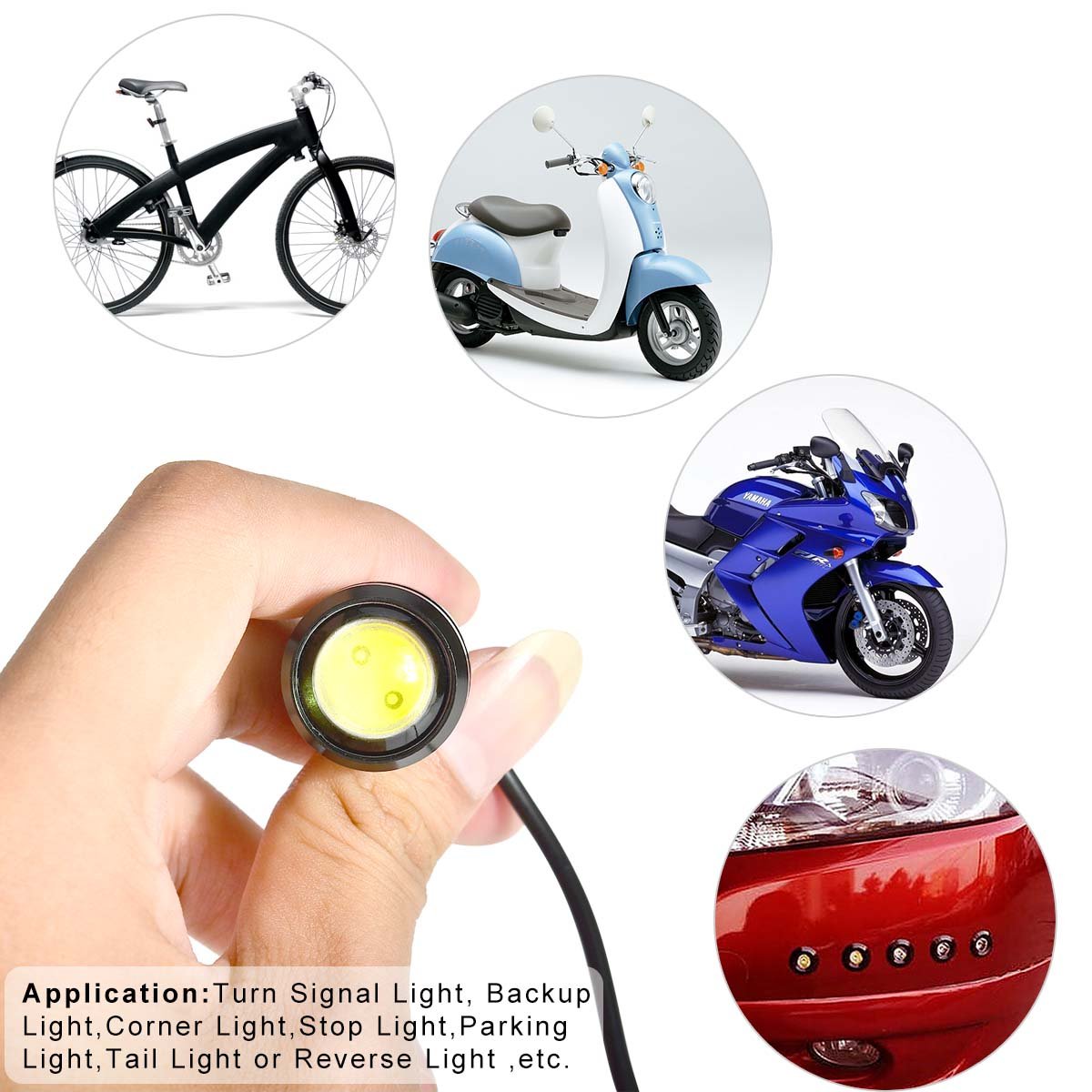 Kawell Universal 10 Pack High Power White 9W LED Eagle Eye Bumper DRL Fog Light Motorcycle Light Daytime Running Tail Backup Light Car Motor Clearance Marker Lights