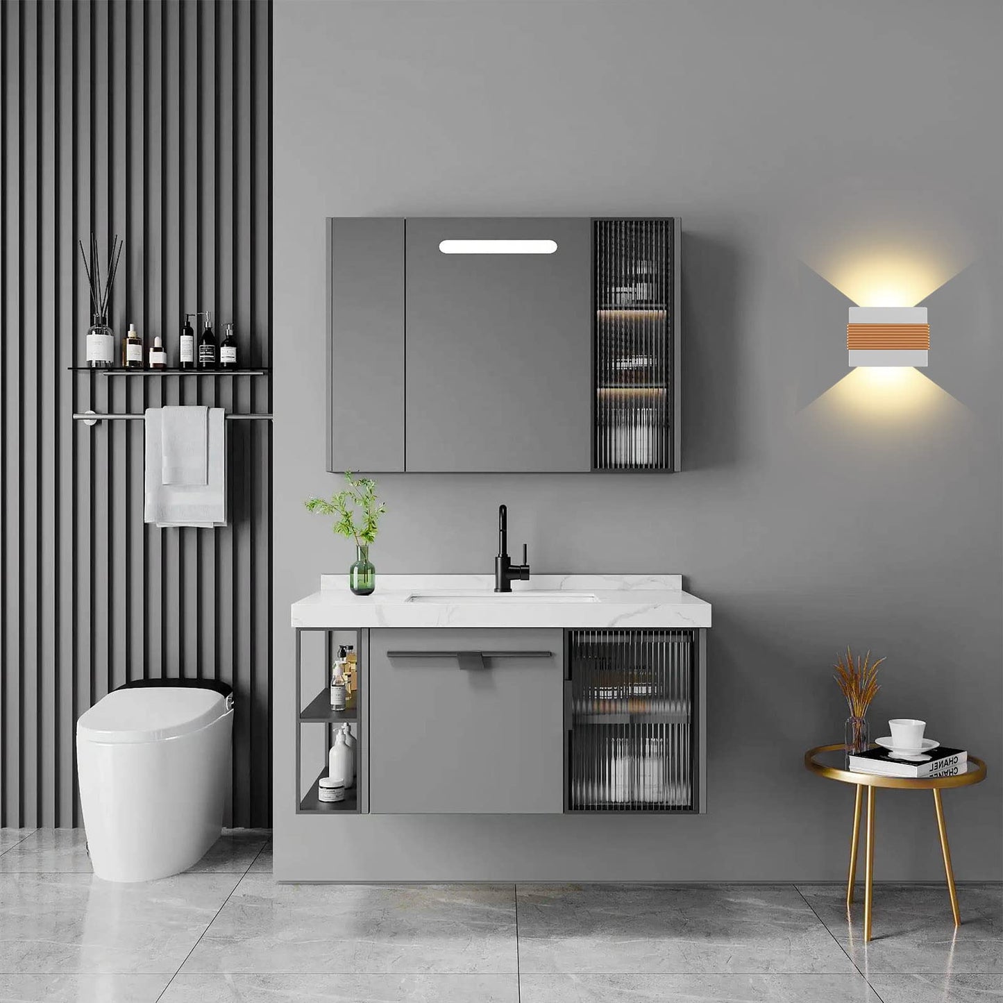 Kawell Modern LED Wall Sconces Up Down LED Wall Light Indoor Outdoor Creative LED Wall Lamp 10W Hallway Wall Mounted Lighting Fixtures for Bedroom Living Room Stairs Porch, Warm White