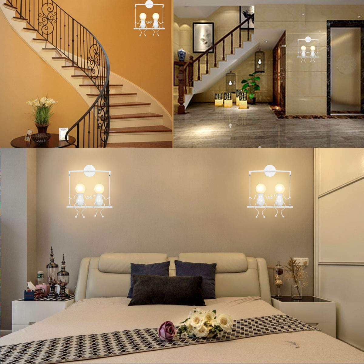 Kawell Humanoid Wall Light Fixtures Modern Wall Lamp Creative Wall Sconce Light Art Deco Max 60W E26 Base for Children Room Bedroom Bedside Living Room Stairs Hallway Restaurant Kitchen