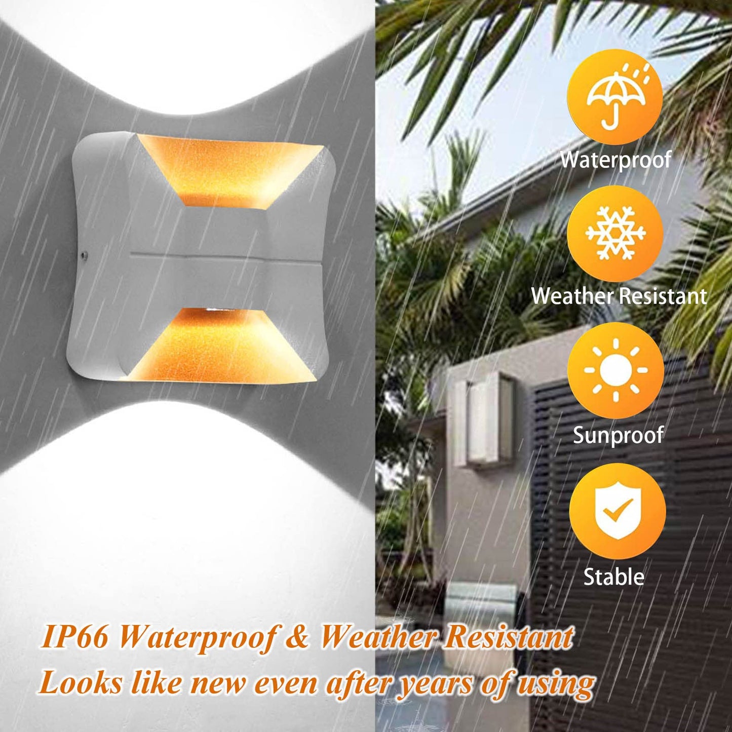 Kawell Creative 10W Modern LED Wall Sconces Up Down Waterproof IP65 LED Wall Light Art Decor LED Wall Lamp Indoor Outdoor for Bedroom Bathroom Living Room Corridor Stairs Porch, Cold 6000K