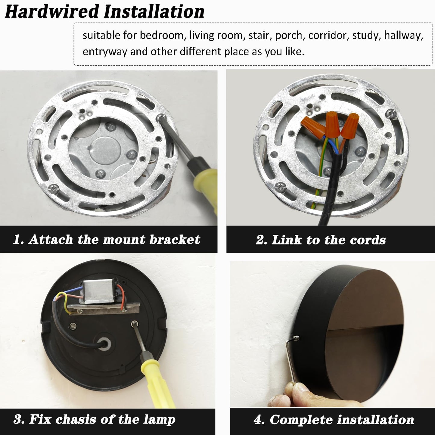 Kawell Modern 6W LED Wall Sconce Round Waterproof LED Wall Light Hardwired Aluminum LED Wall Lamp Indoor for Porch Patio Hallway Stair, 3000K