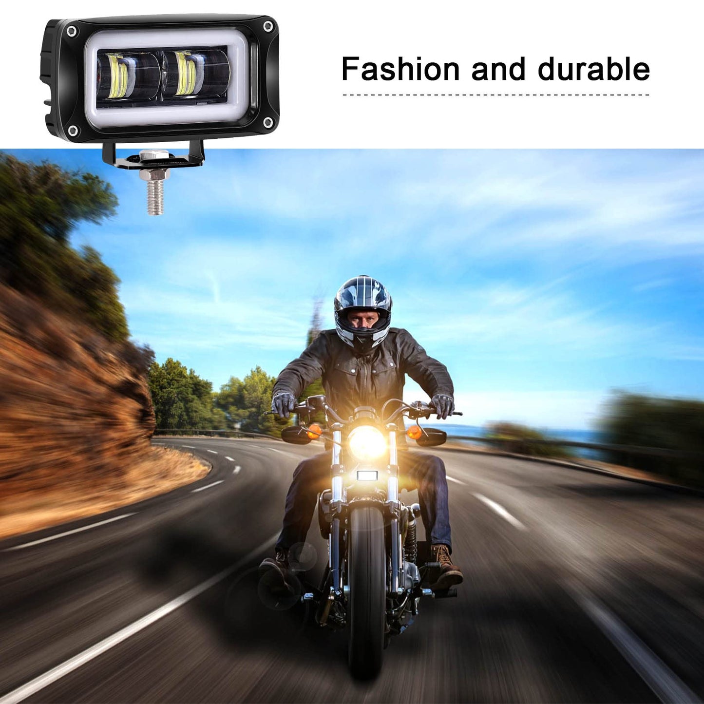 Kawell 20W LED Work Light Pods Add-On Fog Light LED Driving Light Angel Eye Daytime Running Lights Waterproof IP67 for Off Road Motorcycle ATV UTV 4X4 SUV Forklift Truck Tractor Boat