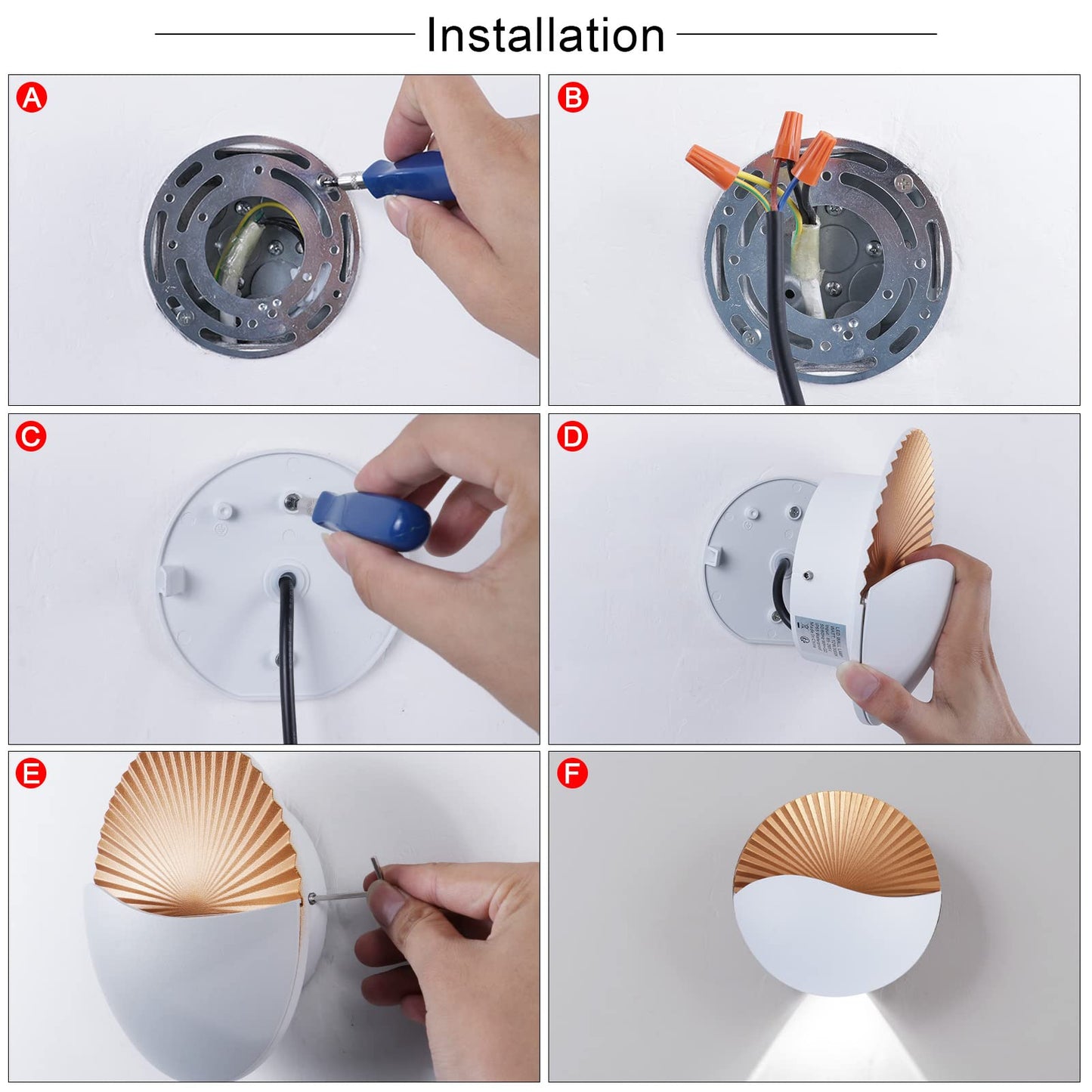 Kawell Modern Creative 12W LED Wall Sconce Waterproof LED Wall Light Indoor Outdoor Wall Lamp LED Sunrise Effect Art Deco for Bedroom Living Room Bathroom Cafe Lounge Corridor Stairs,White 6000K