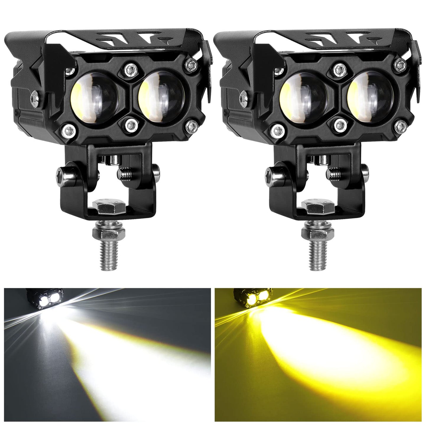 Kawell 40W LED Driving Light Auxiliary Fog Light LED Spotlight LED Light Pods IP68 Waterproof Double Color LED Work Light for Motorcycle Off Road ATV UTV 4X4 SUV Truck Tractor Boat
