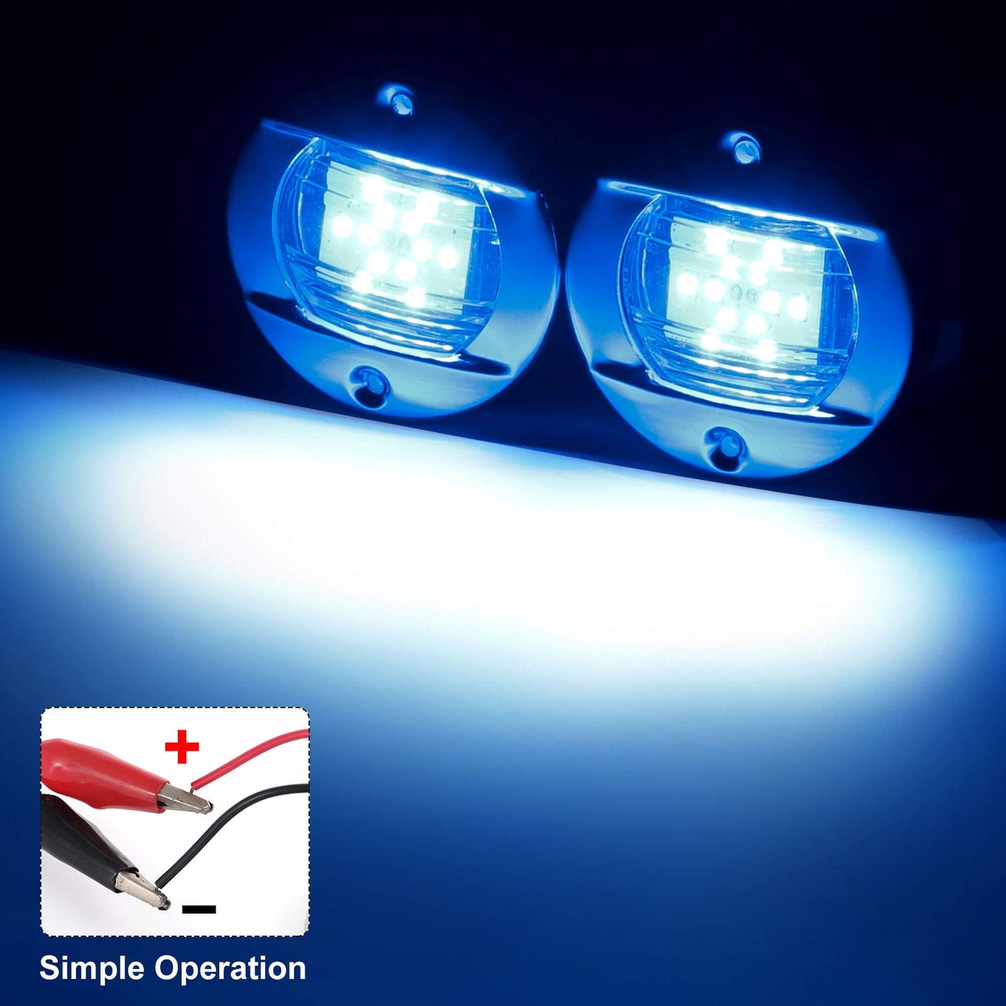 Kawell 2pcs Waterproof Boat Transom Light Underwater Yacht Light Round Boat LED Lights Interior Yacht Deck light Stainless Steel Yacht LED Pontoon Light Boat Navigation Light