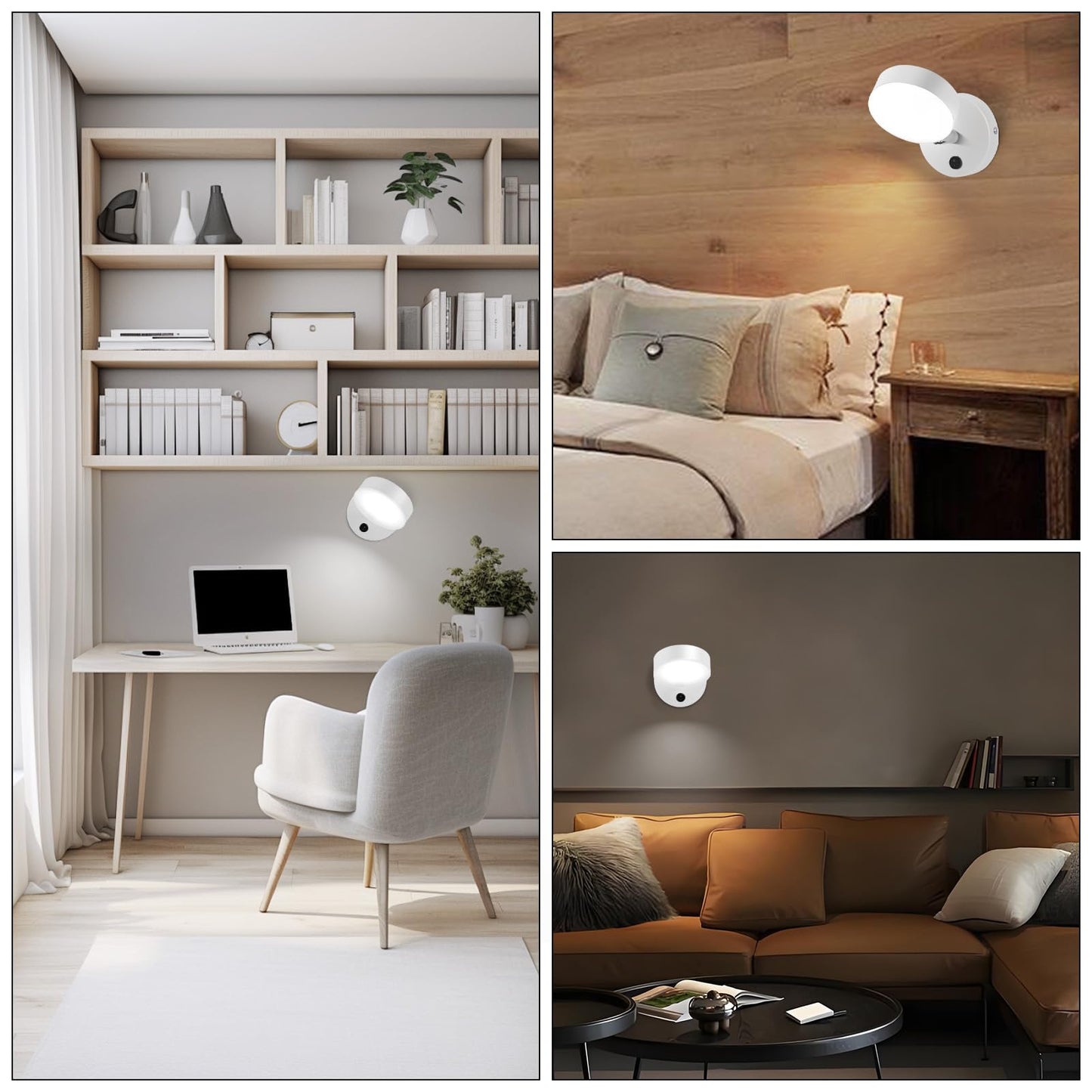 Kawell Indoor LED Wall Light with Switch Modern LED Wall Sconce Rotatable Hardwired LED Wall Lamp Nordic Style for Bedside Study Child Room, White