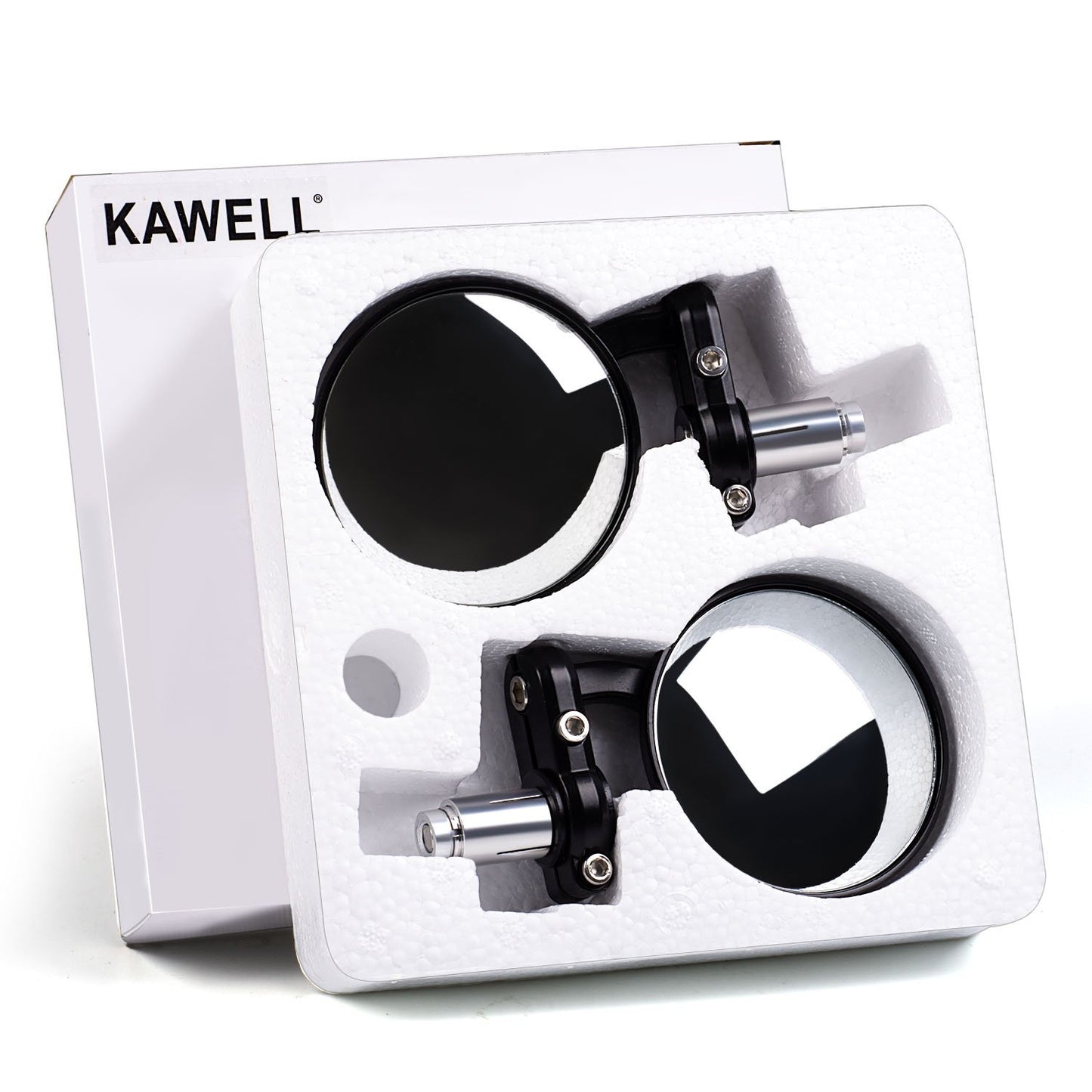 KAWELL Rear View Side Mirror Round Bar End Convex Hawk Eye Motorcycle Mirror for 7/8" Handle Bars Fits Most Harley Davidsons Suzuki Honda Kawasaki Cruisers