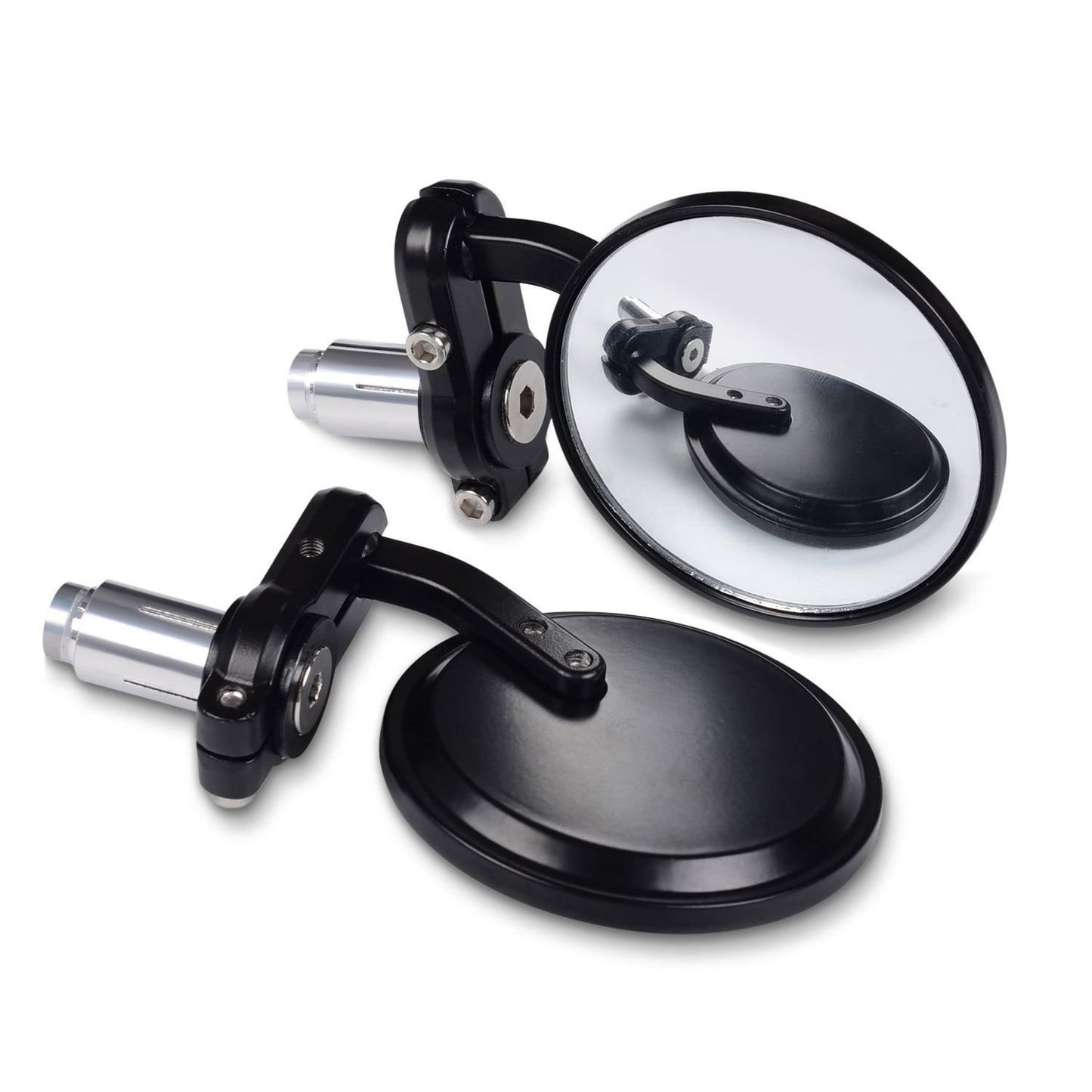 KAWELL Rear View Side Mirror Round Bar End Convex Hawk Eye Motorcycle Mirror for 7/8" Handle Bars Fits Most Harley Davidsons Suzuki Honda Kawasaki Cruisers