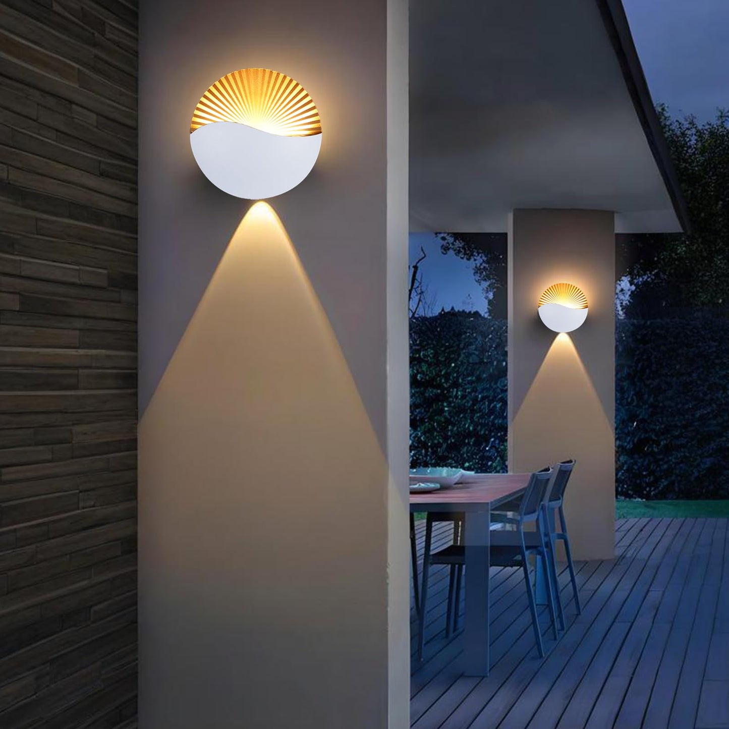 Kawell Modern Creative 12W LED Wall Sconce Waterproof LED Wall Light Indoor Outdoor Wall Lamp LED Sunrise Effect Art Deco for Bedroom Living Room Bathroom Cafe Lounge Corridor Stairs,White 3000K