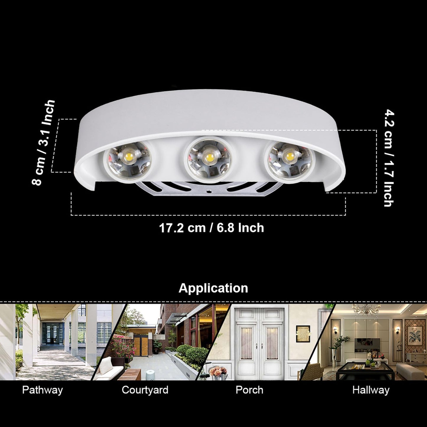Kawell 6W Waterproof Modern Wall Sconces LED Wall Light Up Down Aluminum Wall Lamp LED Indoor Outdoor for Bathroom Bedroom Living Room Porch Stairs Hotels Garden Pathway, White 6000K