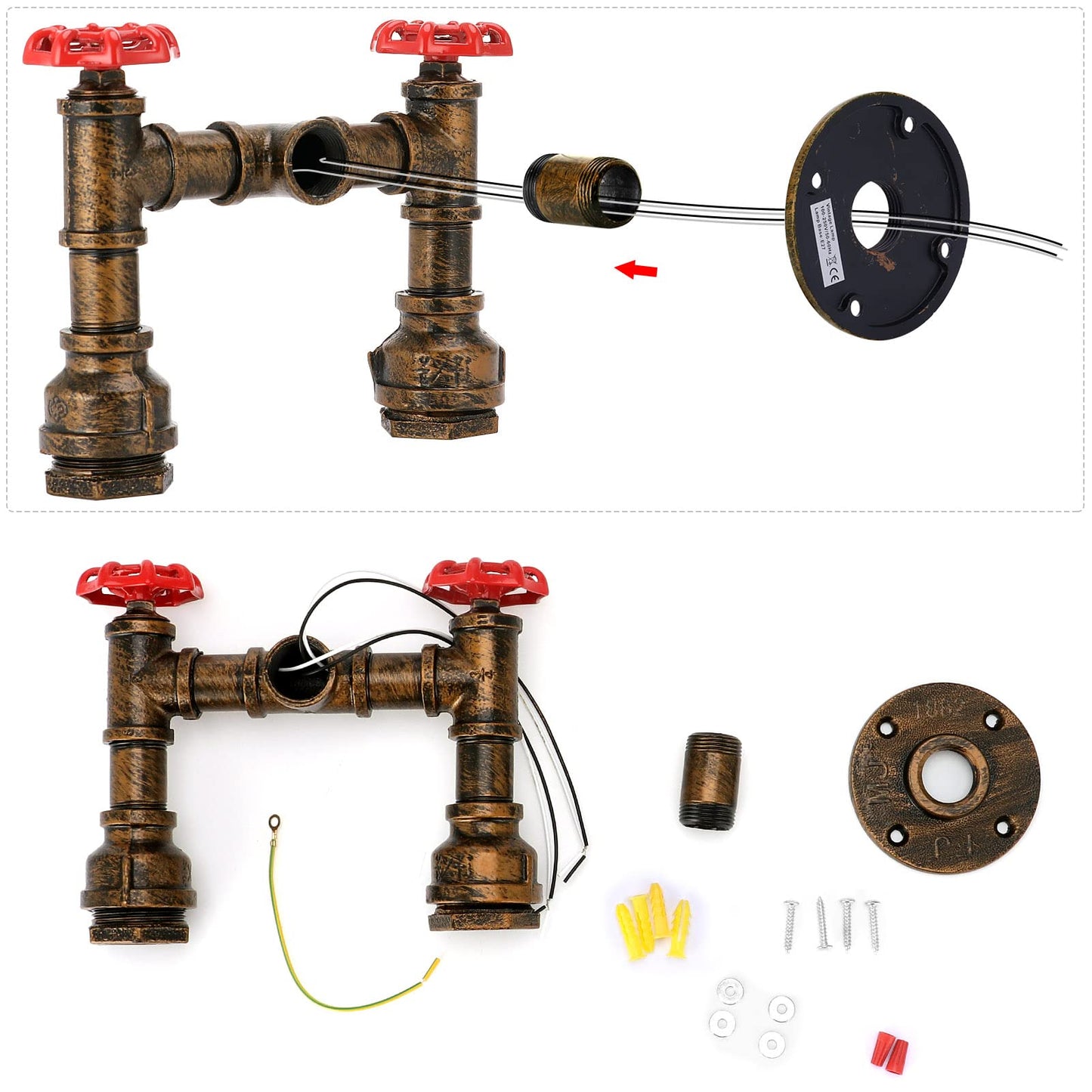 Kawell Vintage Wall Light Fixtures Industrial Retro Wall Sconce Light Creative Water Pipe Wall Lamp Iron Art E26 60W Max for Bedroom Kitchen Restaurant Loft Cafe Bar Hallway