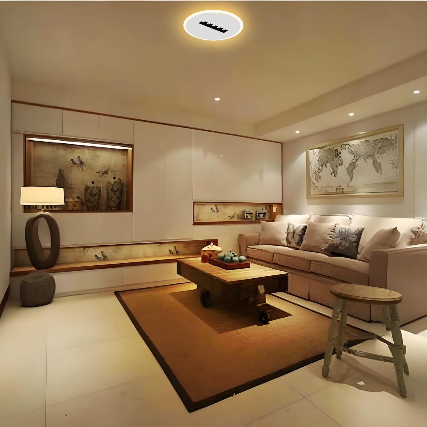 Kawell Creative 13W Close to Ceiling Light with 5W Spotlight 9.4 Inch LED Ceiling Light Hardwired Acrylic LED Ceiling Lamp Indoor for Hallway Bedroom Study Living Room, White(Warm White)