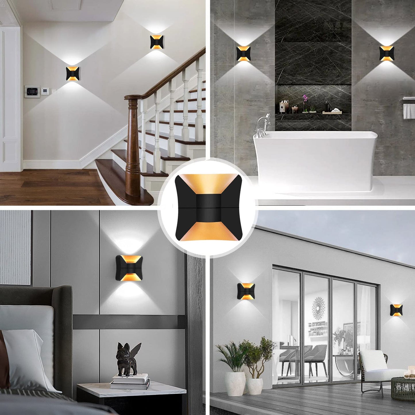 Kawell Creative 10W Modern LED Wall Sconces Up Down Waterproof IP65 LED Wall Light Art Decor LED Wall Lamp Indoor Outdoor for Bedroom Bathroom Living Room Corridor Stairs Porch, Cold 6000K