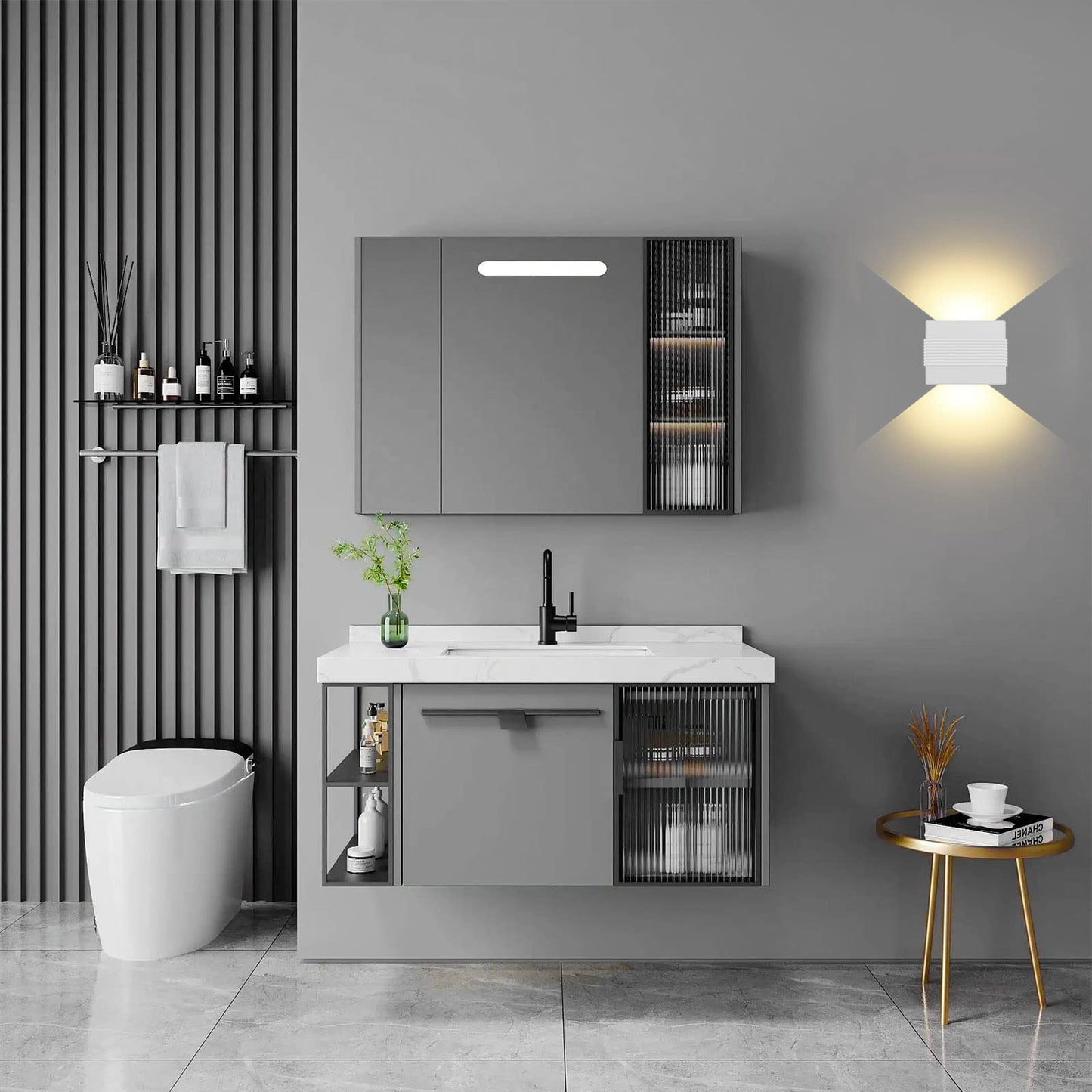 Kawell Modern LED Wall Sconces Up Down LED Wall Light Indoor Outdoor Creative LED Wall Lamp 10W Hallway Wall Mounted Lighting Fixtures for Bedroom Living Room Stairs Porch, Warm White