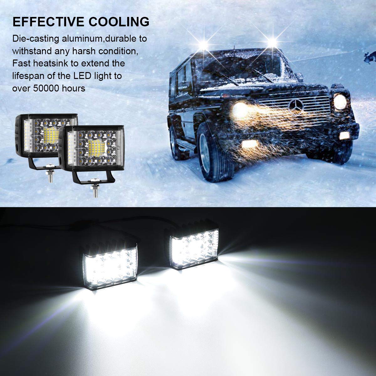 Kawell 2pcs 48W LED Driving Light Pods Add-On Fog Light LED Floodlight Spotlight LED Work Light Pods for Off Road Trucks Tractor Boat ATV UTV 4X4 SUV