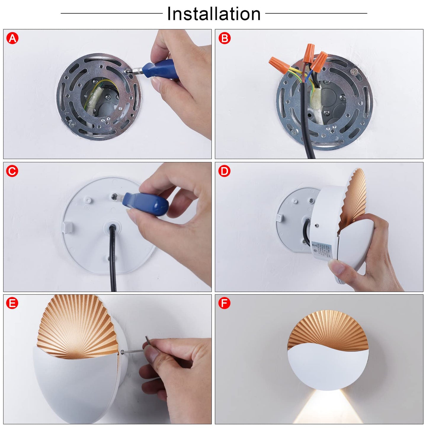 Kawell Modern Creative 12W LED Wall Sconce Waterproof LED Wall Light Indoor Outdoor Wall Lamp LED Sunrise Effect Art Deco for Bedroom Living Room Bathroom Cafe Lounge Corridor Stairs,White 3000K