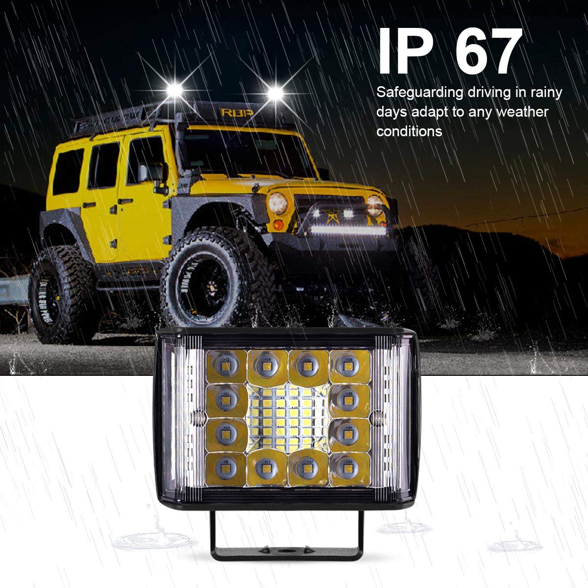 Kawell 2pcs 48W LED Driving Light Pods Add-On Fog Light LED Floodlight Spotlight LED Work Light Pods for Off Road Trucks Tractor Boat ATV UTV 4X4 SUV