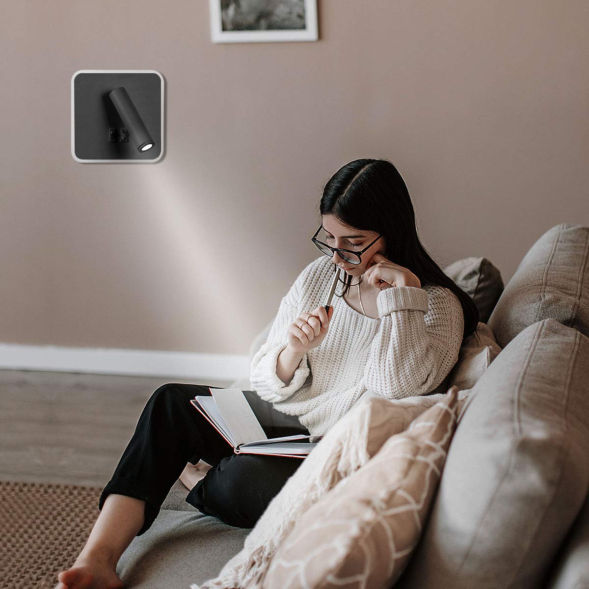 Kawell Modern Wall Sconce 8W Adjustable Bedside Wall Light Fixtures Bedroom Decor Wall Lamp for Reading Room Living Room Library Cool White 6000K