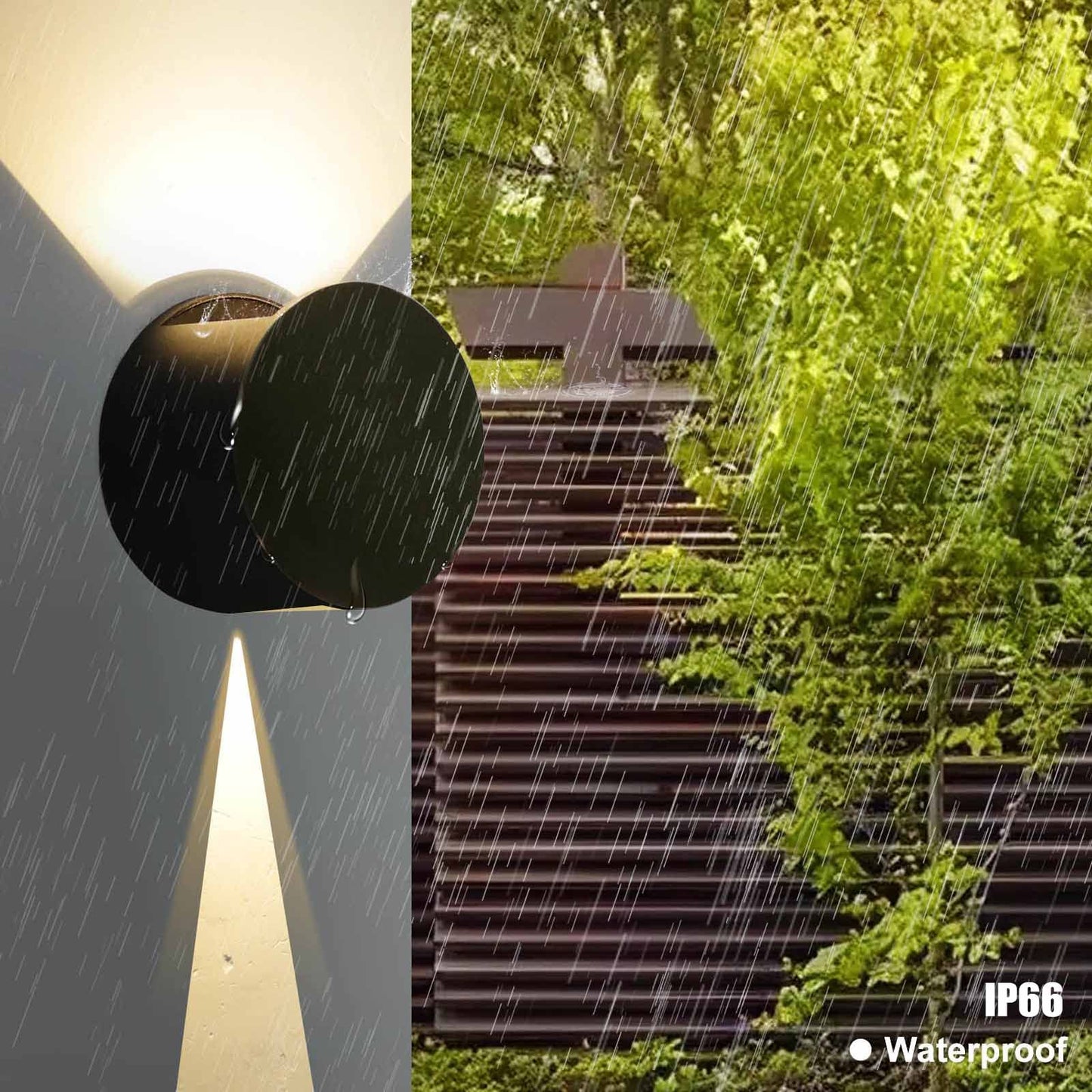 Kawell Modern 8W LED Wall Sconce Lighting Up Down LED Wall Light Indoor Outdoor Waterproof LED Wall Lamp White Round Wall Mount Lights for Bedroom Living Room Hallway Stairs Bathroom, Black 3000K