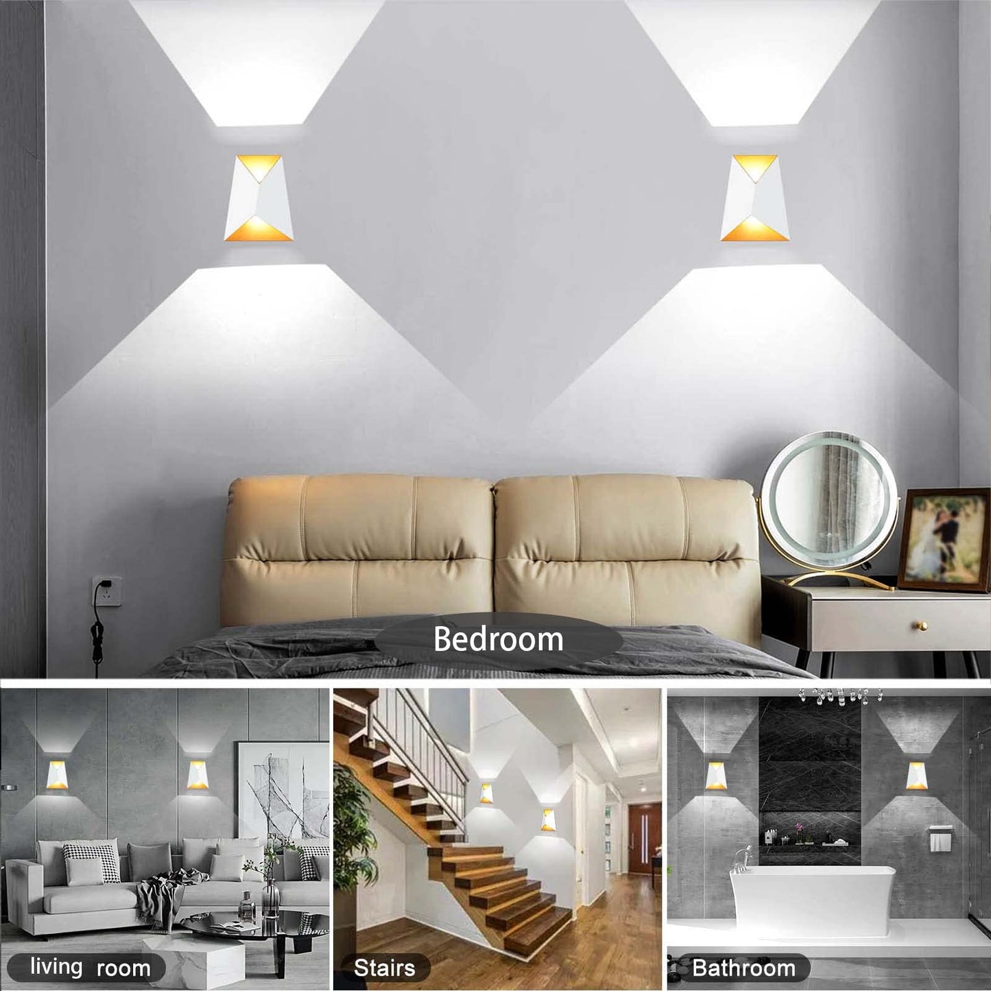 Kawell Creative 10W Modern LED Wall Sconces Up Down Waterproof IP65 LED Wall Light Art Decor LED Wall Lamp Indoor Outdoor for Bedroom Bathroom Living Room Corridor Stairs Porch, Cold 6000K