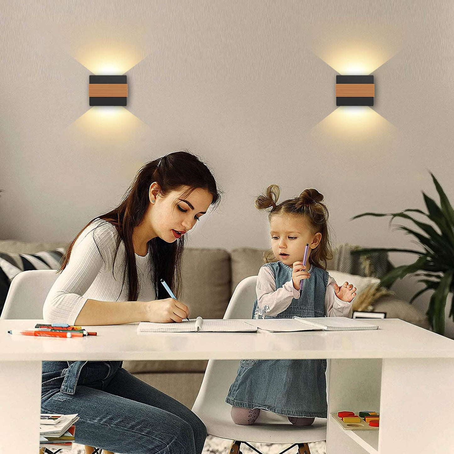 Kawell Modern LED Wall Sconces Up Down LED Wall Light Indoor Outdoor Creative LED Wall Lamp 10W Hallway Wall Mount Light Fixtures for Bedroom Living Room Stairs Porch, Warm White