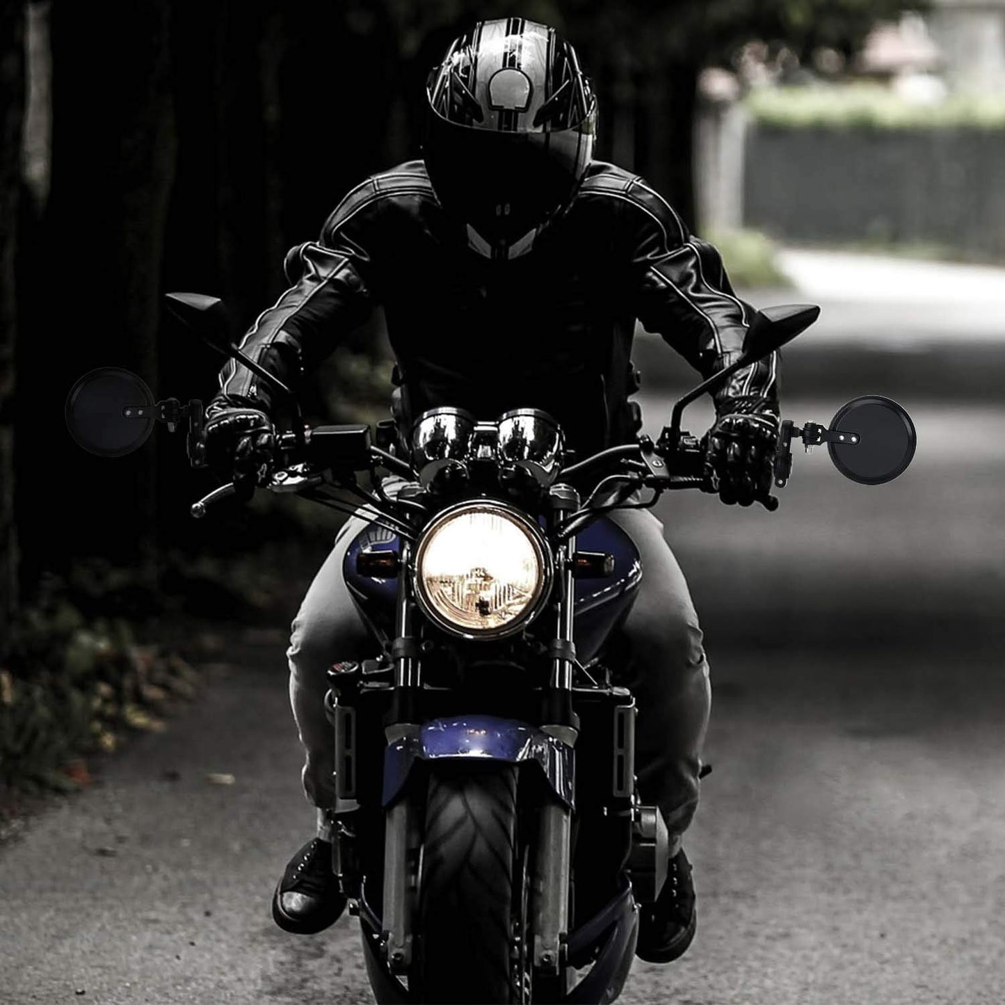 KAWELL Motorcycle Mirrors Round End Convex Rear View Side Mirror for 7/8" Handle Folding Bar fits Most Honda Scooter Harley Davidsons Suzuki Victory Yamaha and More