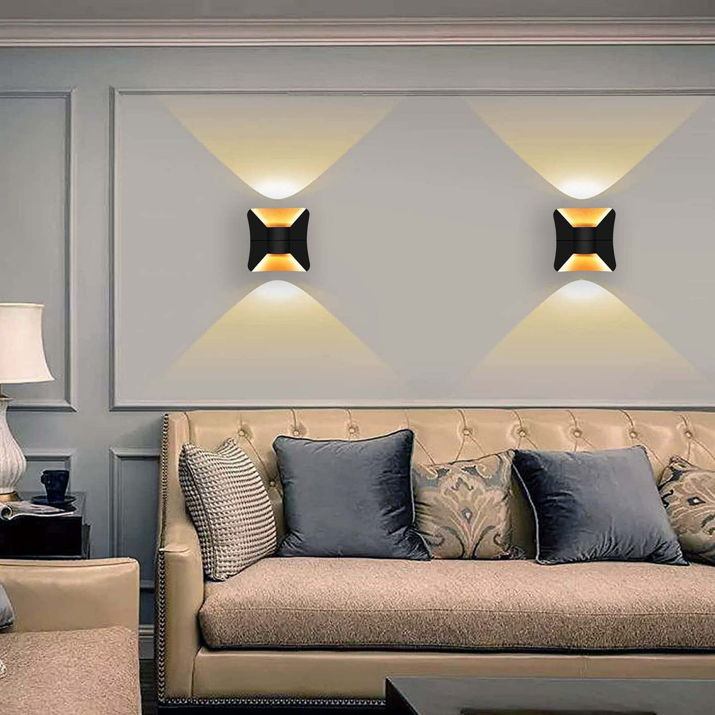 Kawell Creative 10W Modern LED Wall Sconces Up Down Waterproof IP65 LED Wall Light Art Decor LED Wall Lamp Indoor Outdoor for Bedroom Bathroom Living Room Corridor Stairs Porch, Warm 3000K