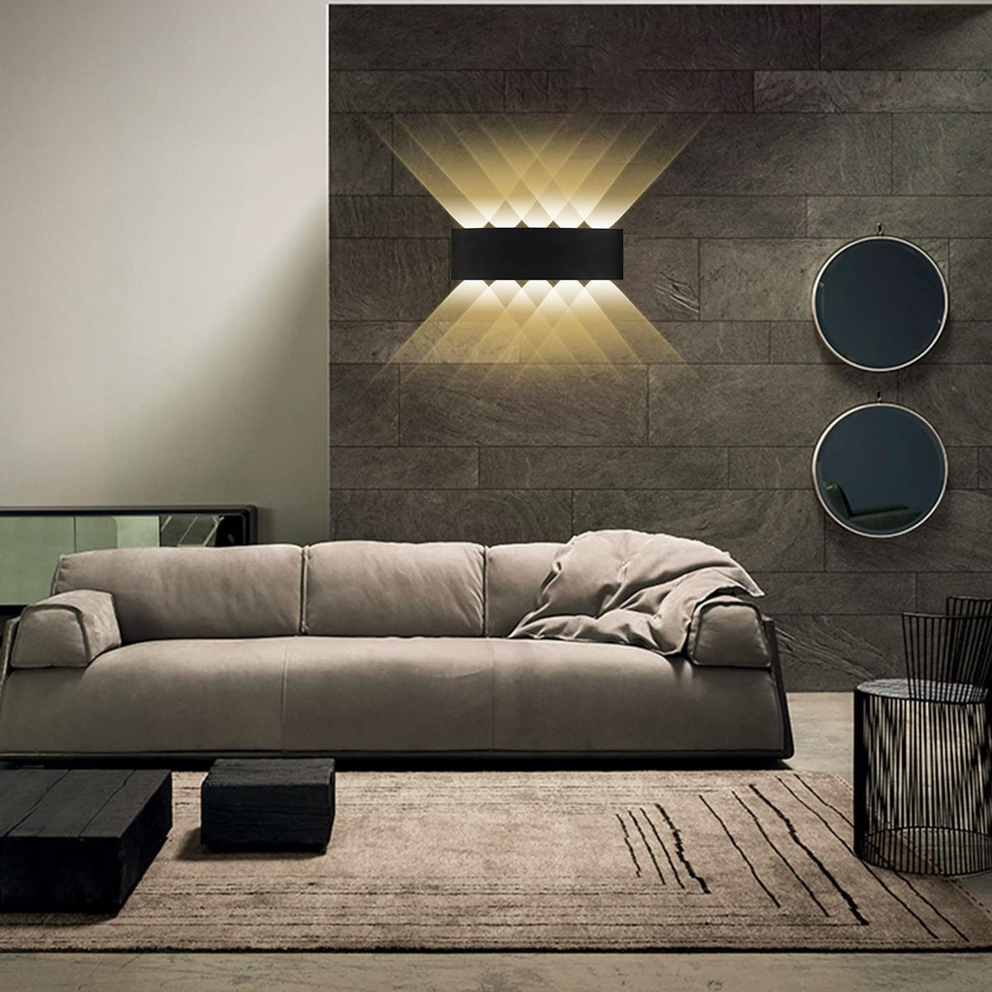 Kawell 10W Waterproof Modern Wall Sconces LED Wall Light Up Down Aluminum Wall Lamp LED Indoor Outdoor for Bedroom Living Room Bathroom Porch Stairs Hotels Garden Pathway, Black 3000K