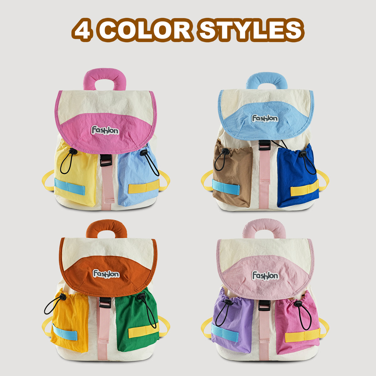 URSOFINE Color Block Drawstring Backpack Lightweight Large Capacity Casual Daypack