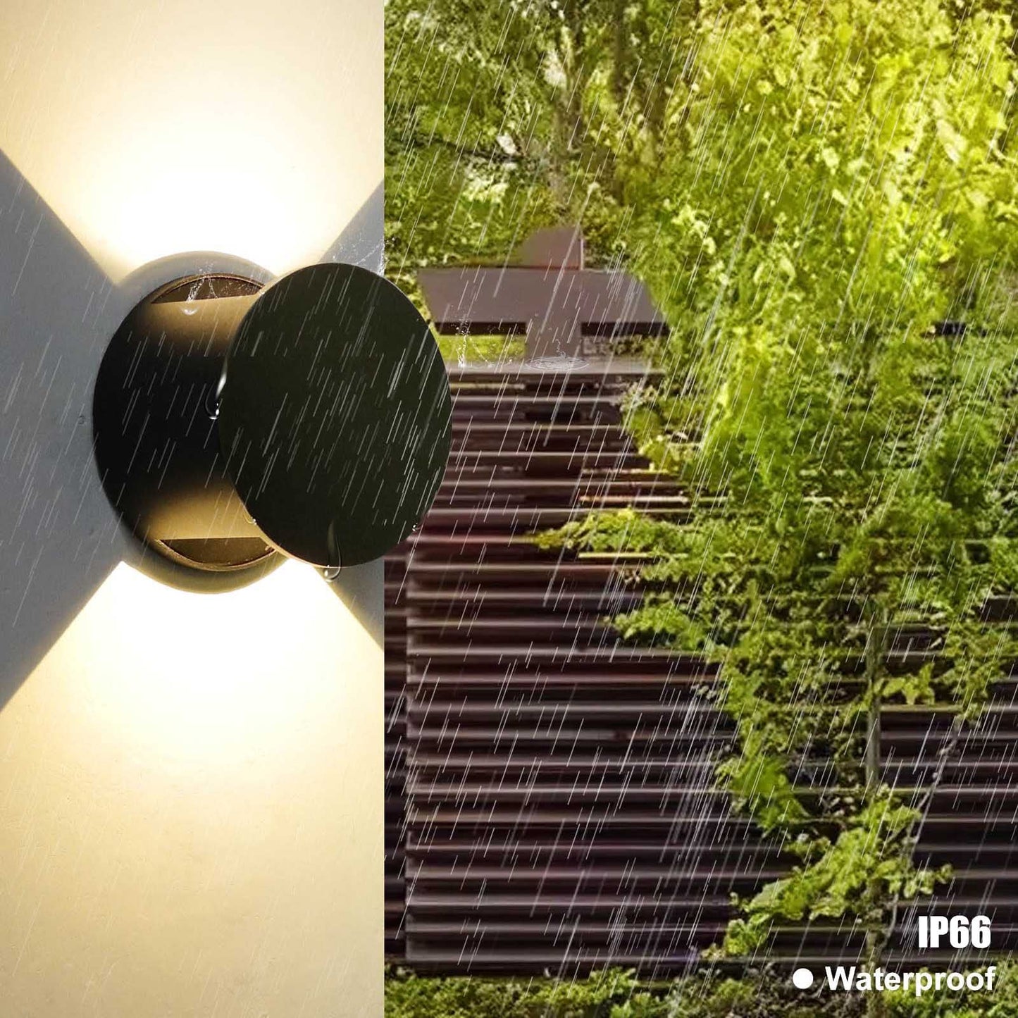 Kawell 8W LED Wall Light Up Down Modern LED Wall Sconce Light Waterproof LED Wall Lamp Indoor Outdoor for Bedroom Living Room Bathroom Hallway Stairs, Black 3000K