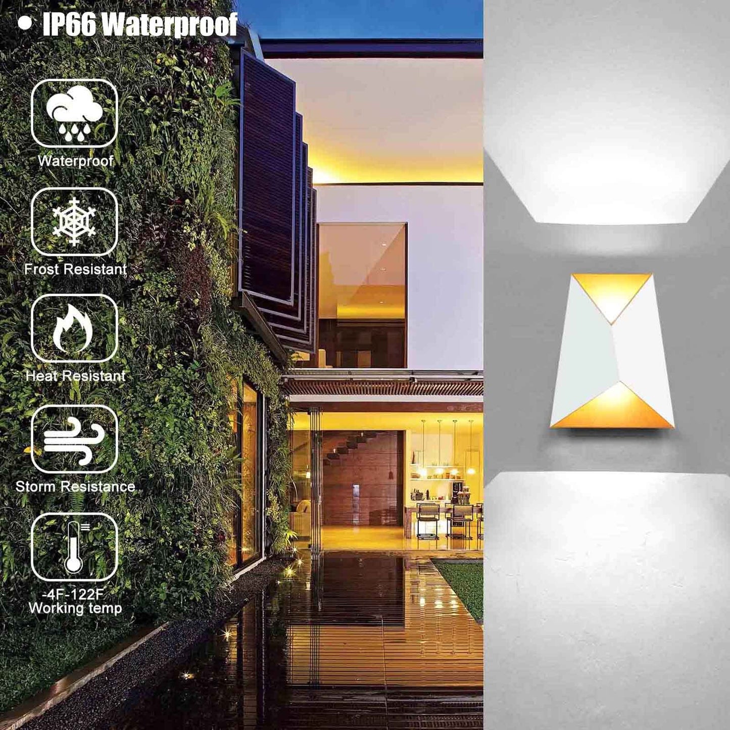Kawell Creative 10W Modern LED Wall Sconces Up Down Waterproof IP65 LED Wall Light Art Decor LED Wall Lamp Indoor Outdoor for Bedroom Bathroom Living Room Corridor Stairs Porch, Cold 6000K