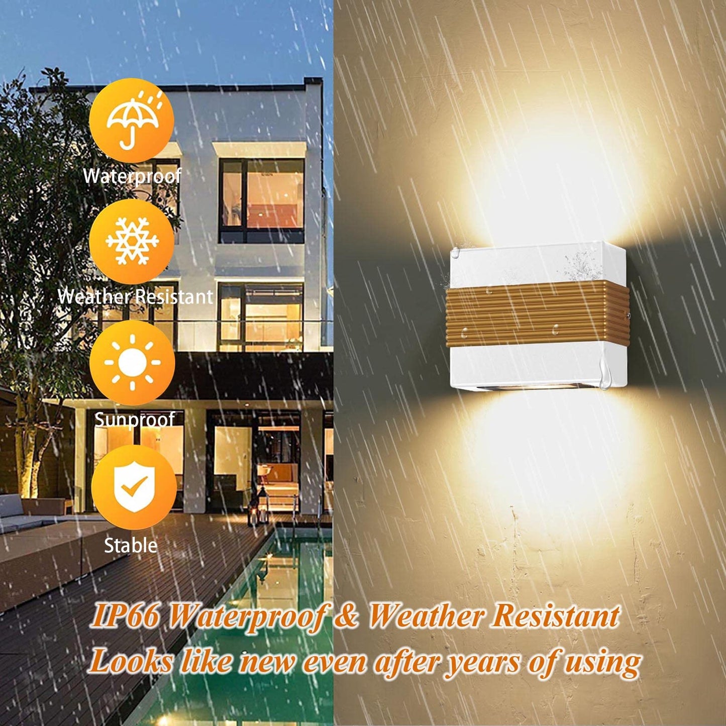 Kawell Modern LED Wall Sconces Up Down LED Wall Light Indoor Outdoor Creative LED Wall Lamp 10W Hallway Wall Mounted Lighting Fixtures for Bedroom Living Room Stairs Porch, Warm White