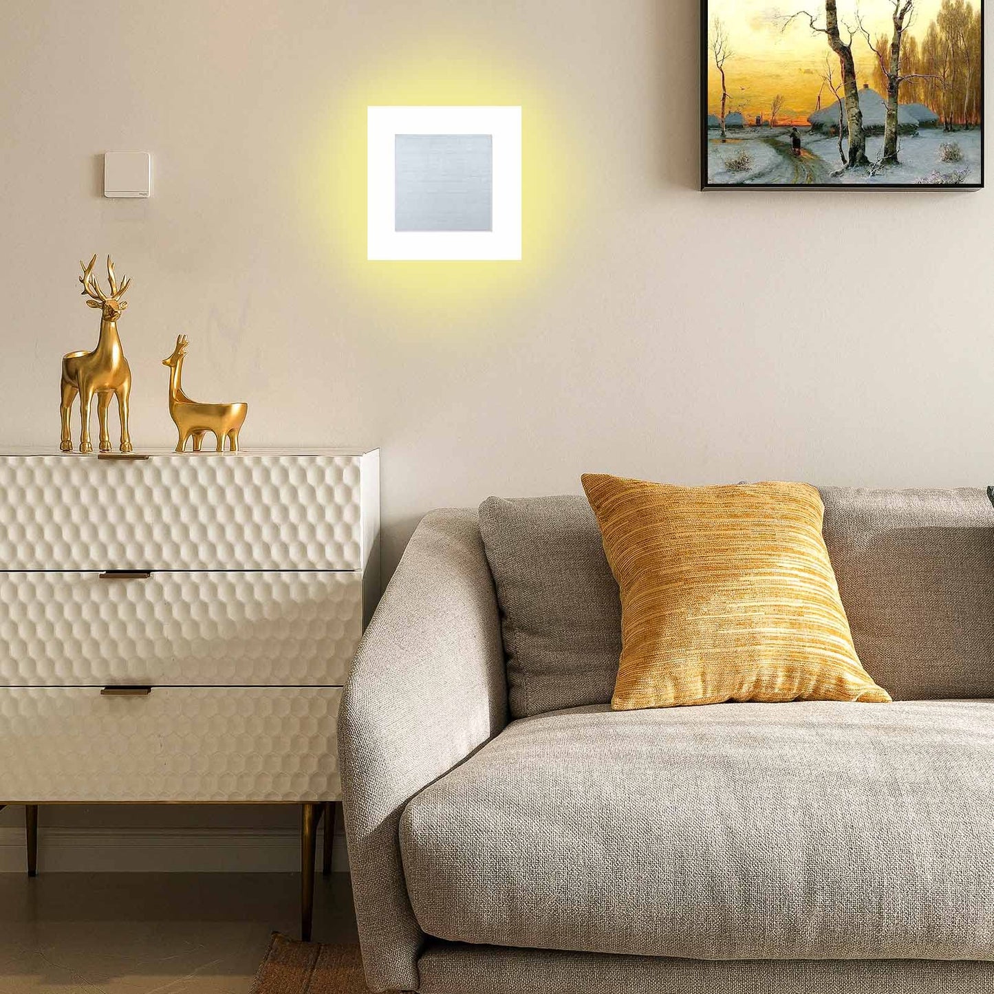 Kawell Modern 10W LED Wall Sconces Indoor LED Wall Light Square Acrylic LED Wall Lamp Minimalists LED Wall Light Sconce for Bedroom Living Room Stairwell Hallway Lounge, Warm White