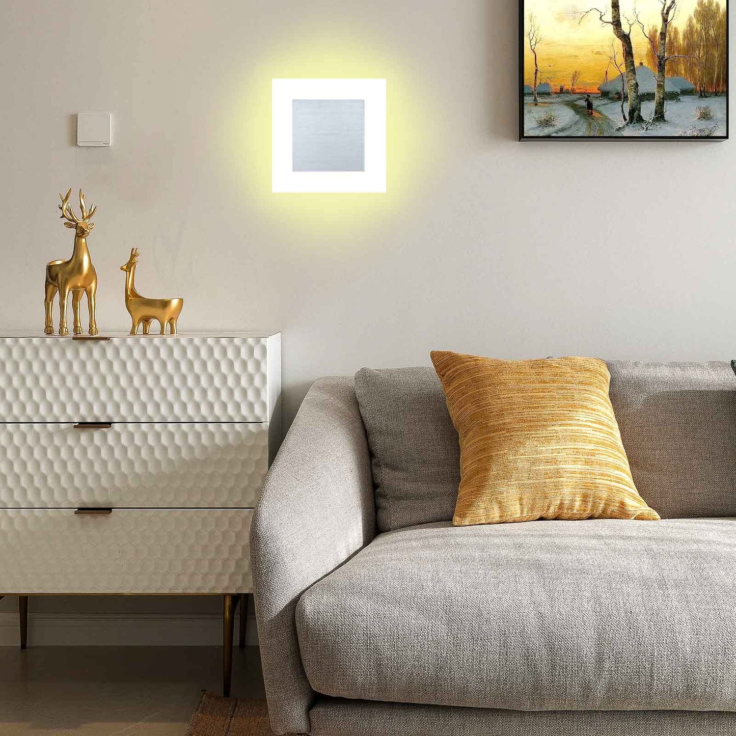 Kawell Modern 10W LED Wall Sconces Indoor LED Wall Light Square Acrylic LED Wall Lamp Minimalists LED Wall Light Sconce for Bedroom Living Room Stairwell Hallway Lounge, Natural White