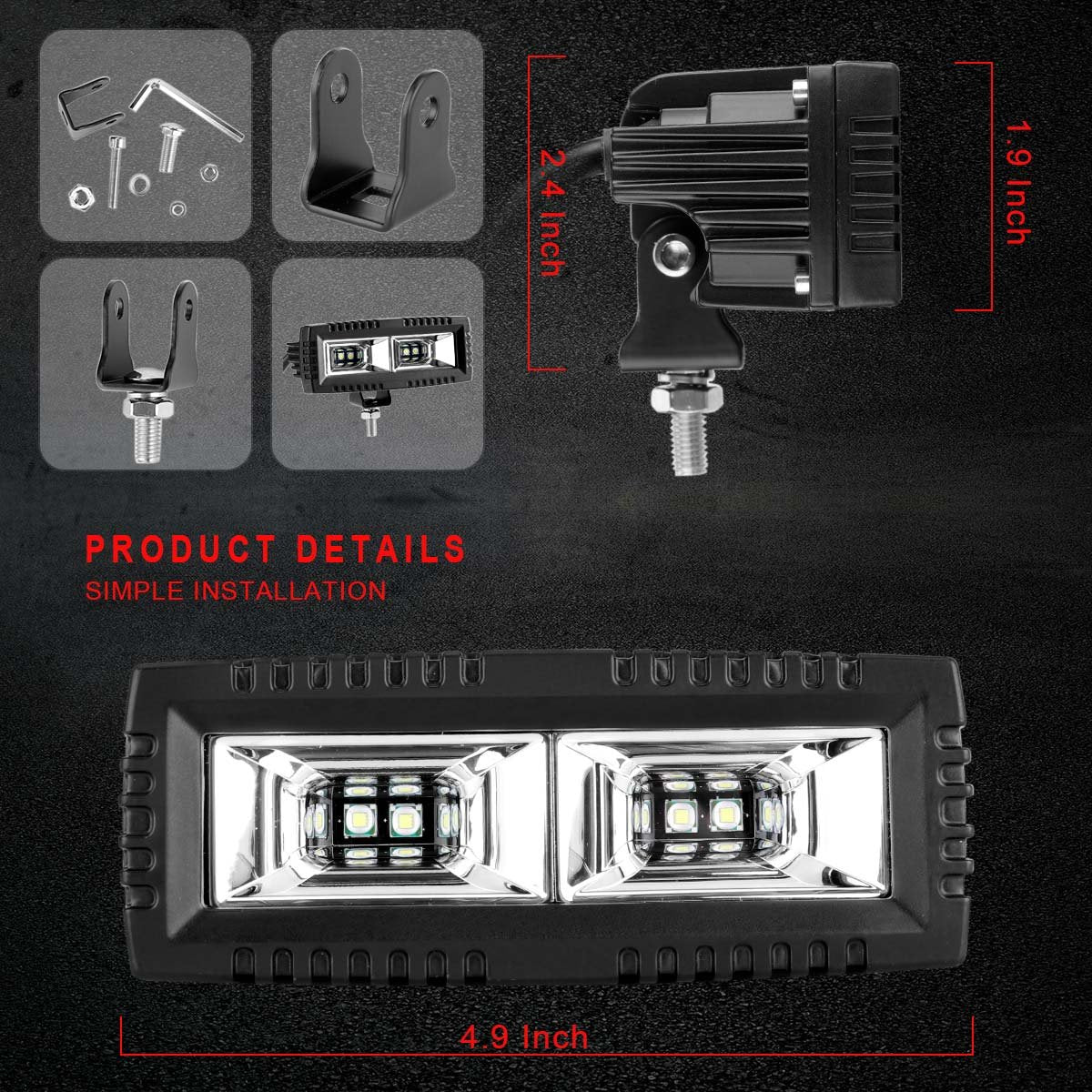 KAWELL 40W Driving Light LED Light Pods Set of 2 Floodlight LED Fog Light Pods LED Work Light Pods for Off Road Truck Tractor Boat Motorcycle ATV UTV 4X4 SUV