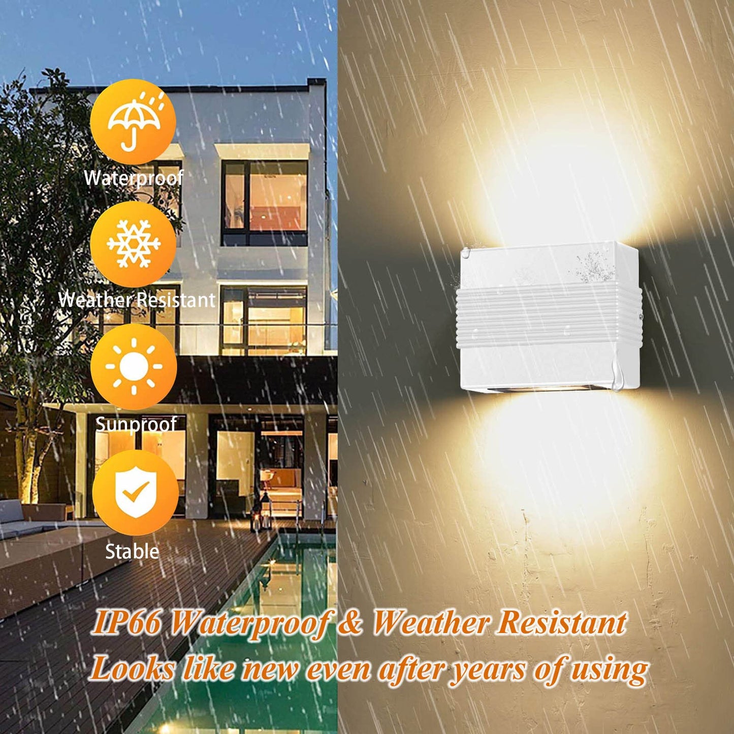 Kawell Modern LED Wall Sconces Up Down LED Wall Light Indoor Outdoor Creative LED Wall Lamp 10W Hallway Wall Mounted Lighting Fixtures for Bedroom Living Room Stairs Porch, Warm White