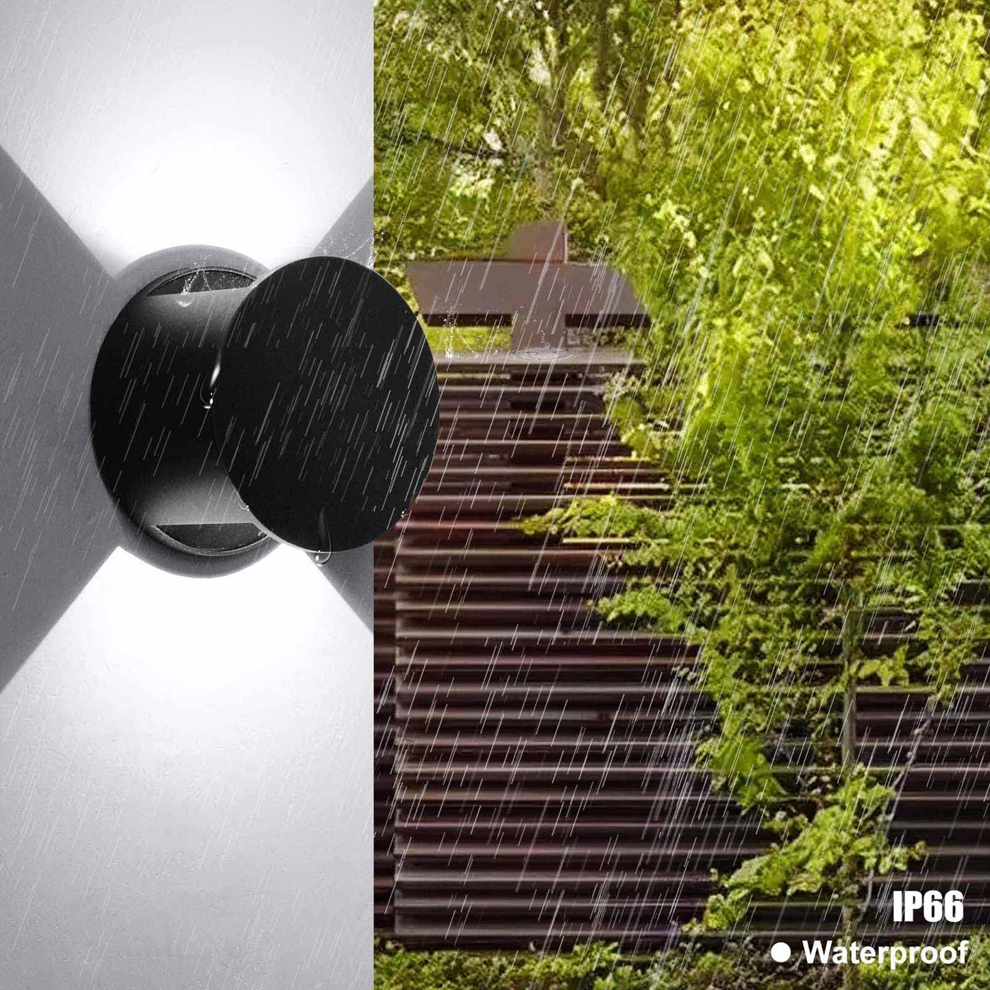Kawell 8W LED Wall Light Up Down Modern LED Wall Sconce Light Waterproof LED Wall Lamp Indoor Outdoor for Bedroom Living Room Bathroom Hallway Stairs, Black 6000K