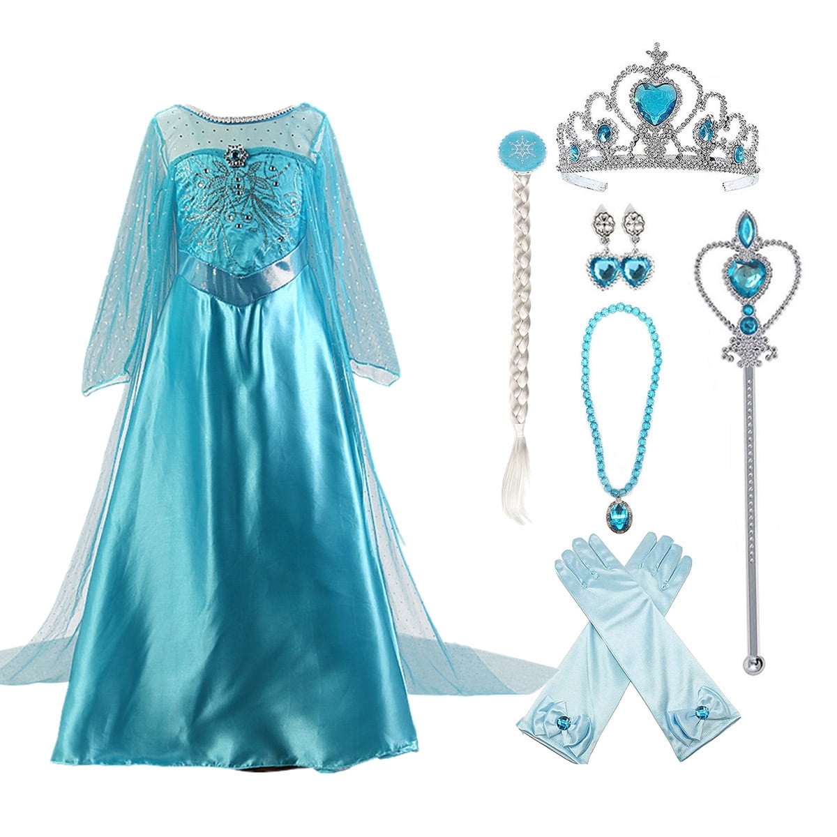 KAWELL Girls Costume Sequin Fancy Princess Dress up for Birthday Party,Child